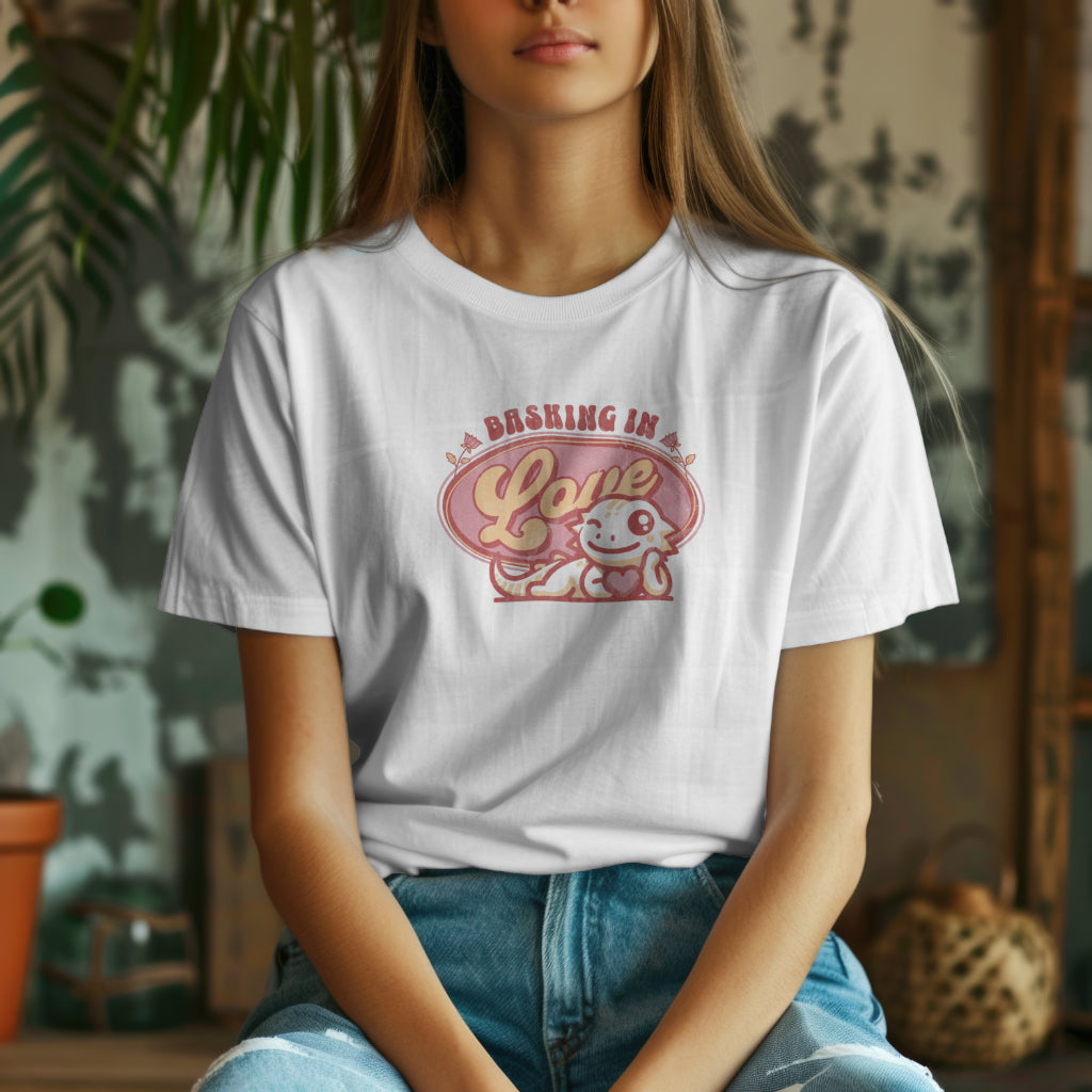 Basking in Love Bearded Dragon Unisex Softstyle T-Shirt | Valentine's Day Gift | Gift for Her | Pet Reptile Gift