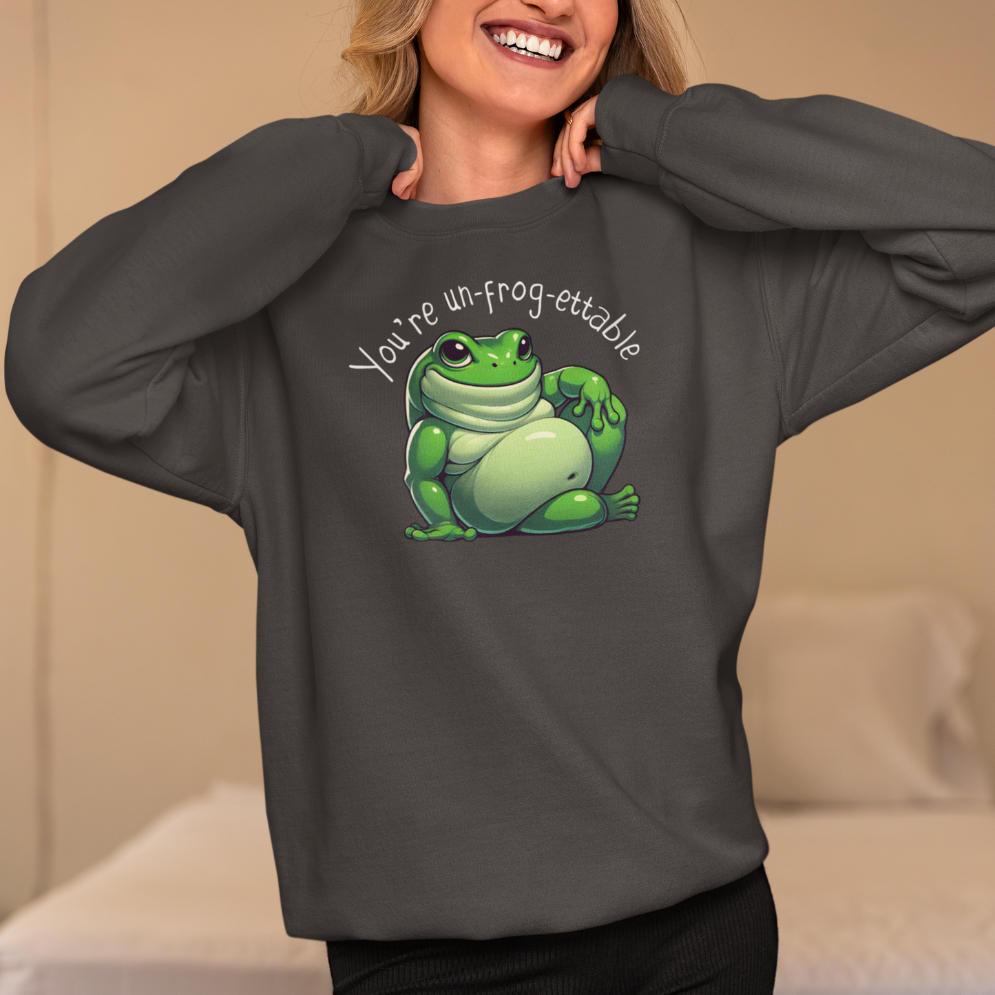 Green Tree Frog Valentine's Day Unisex Crewneck Sweatshirt, Frog Lover Gift, Gift for Her, Gift for Him, Cute Frog Sweatshirt