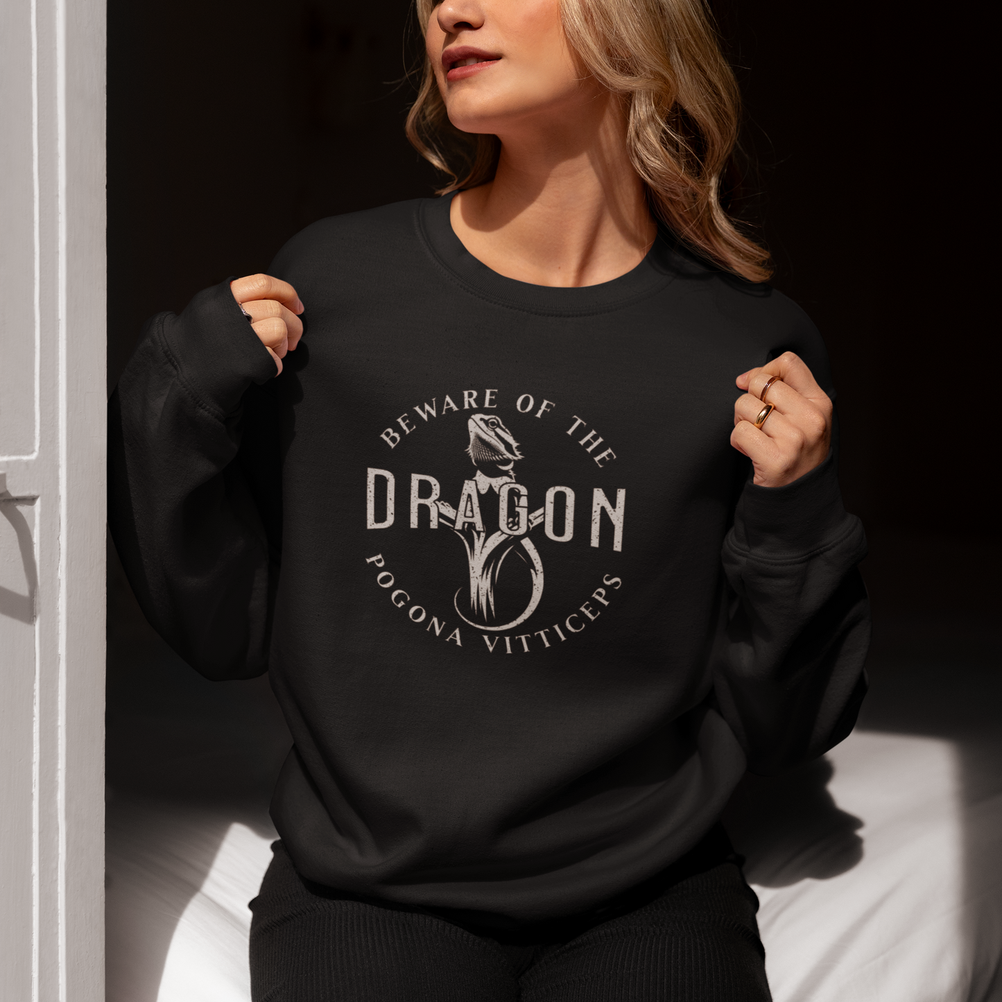 Beware of the Dragon | Bearded Dragon Unisex Crewneck Sweatshirt