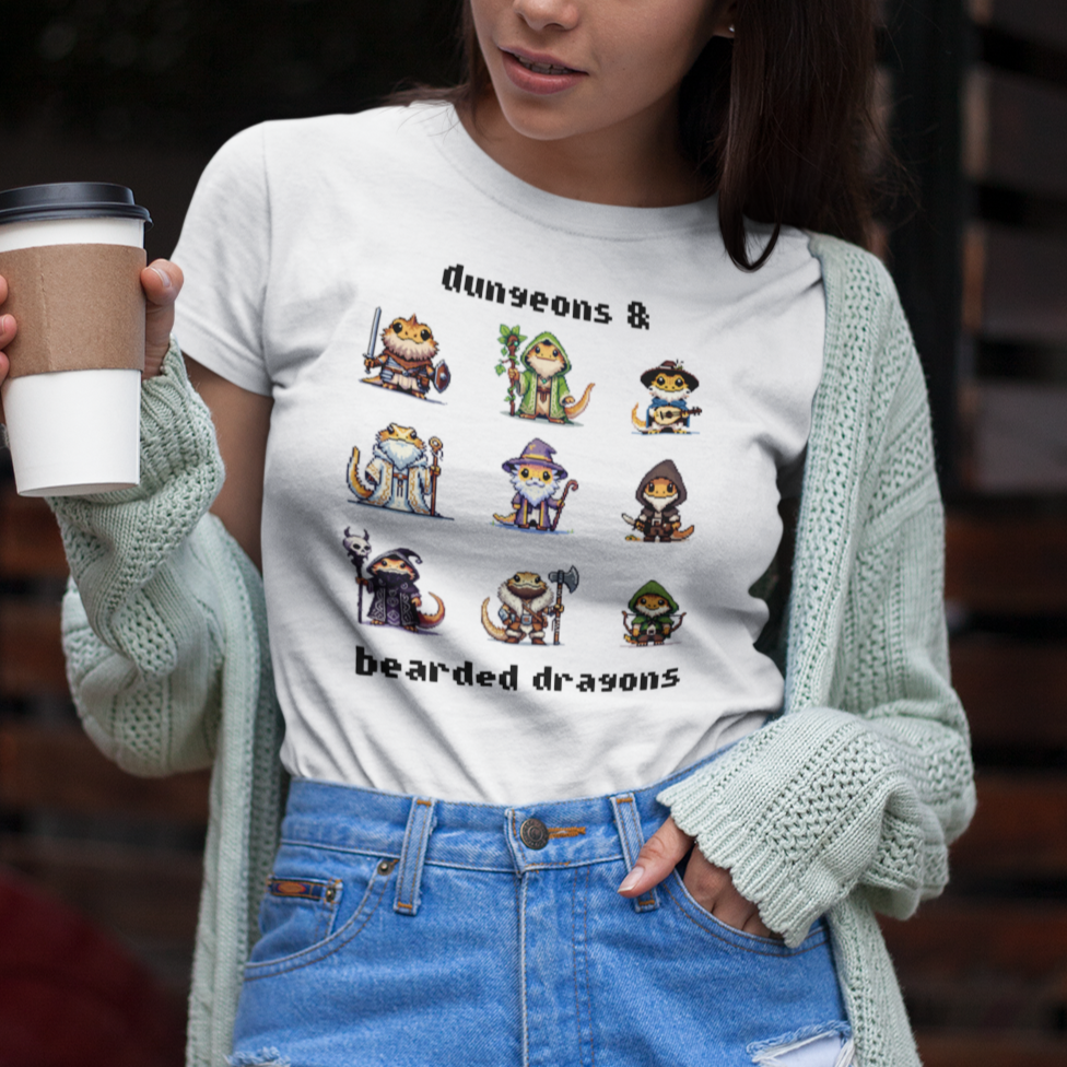 Dungeons and Bearded Dragons Shirt | Bearded Dragon Pixel Art | Unisex Softstyle T-Shirt | Reptile DnD Shirt