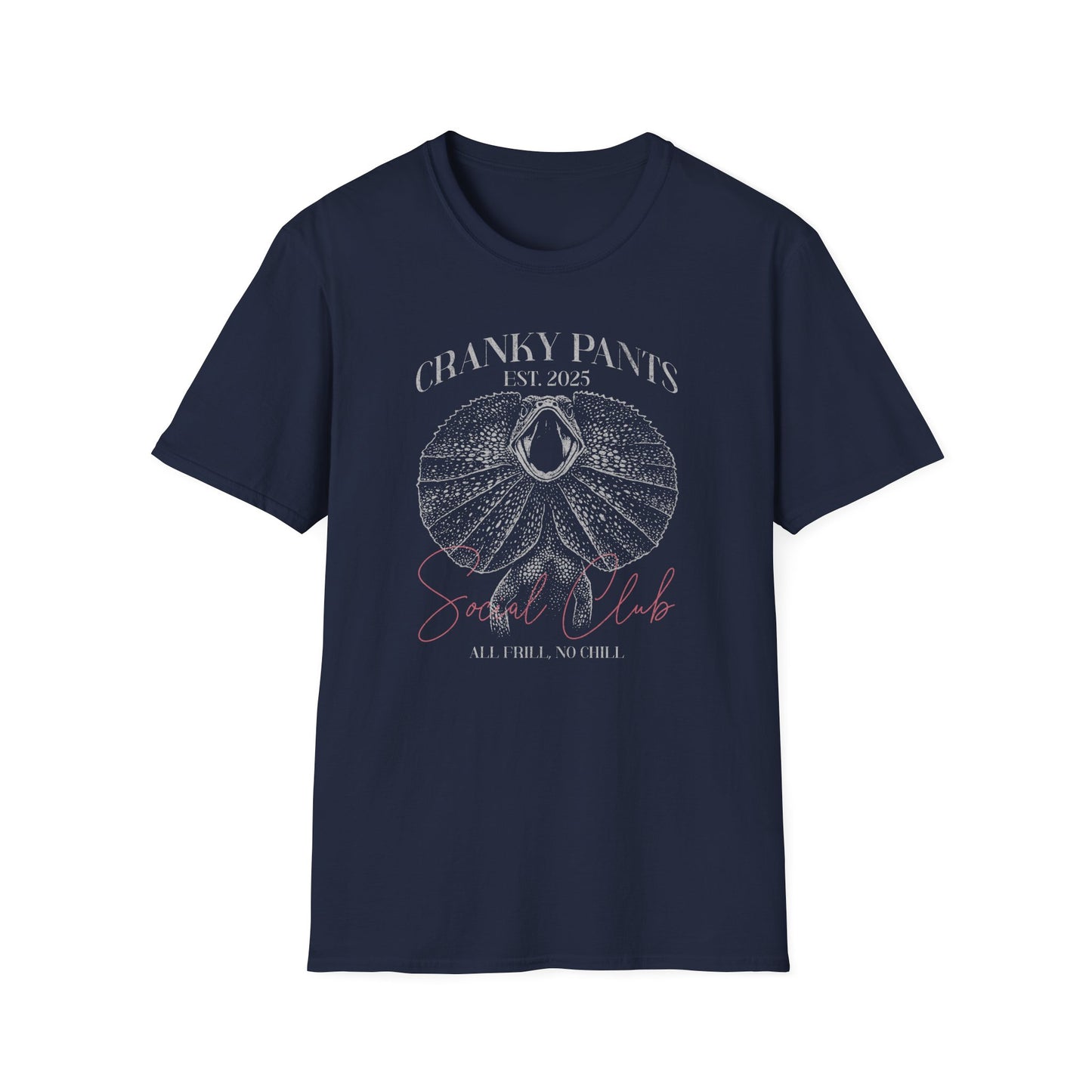 Frilled Neck Lizard T-Shirt Cranky Pants Social Club, All Frill No Chill Tee, Funny Aussie Reptile Shirt, Frill Neck Lizard Gift