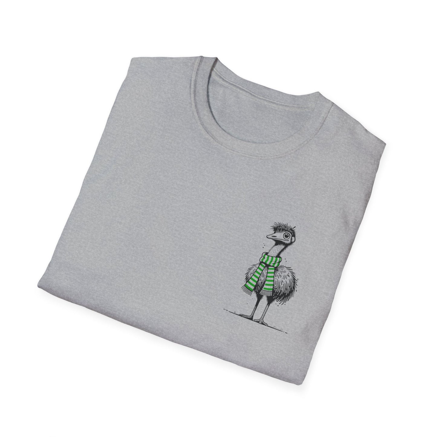 Emu T-Shirt – Whimsical Emu Wearing a Scarf Funny Australian Wildlife Tee
