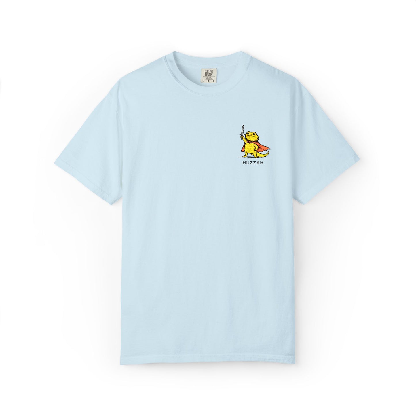 Bearded Dragon Huzzah Embroidered Comfort Colors T-Shirt, Funny Bearded Dragon Shirt, Reptile Lover Gift, Cute Lizard Embroidery Tee