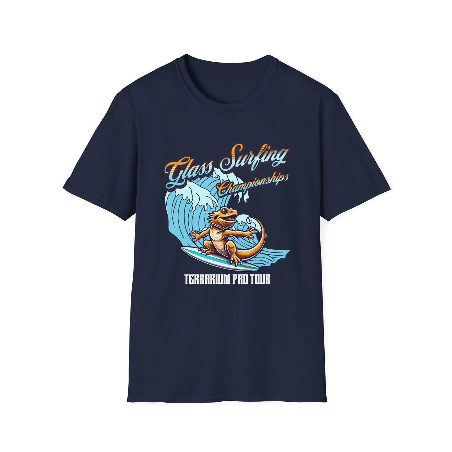Glass Surfing Bearded Dragon T-Shirt, Reptile Lover Shirt, Bearded Dragon Surf Tee, Terrarium Humor Shirt, Lizard Owner Gift