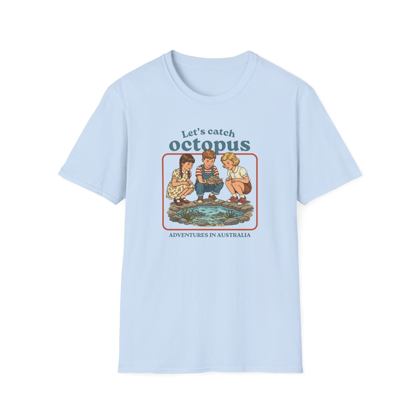 Lets Catch Octopus T-Shirt, Blue Ringed Octopus Shirt, Funny Ocean Wildlife Tee, Australian Marine Life Shirt, Retro Kids Style Octopus Tee