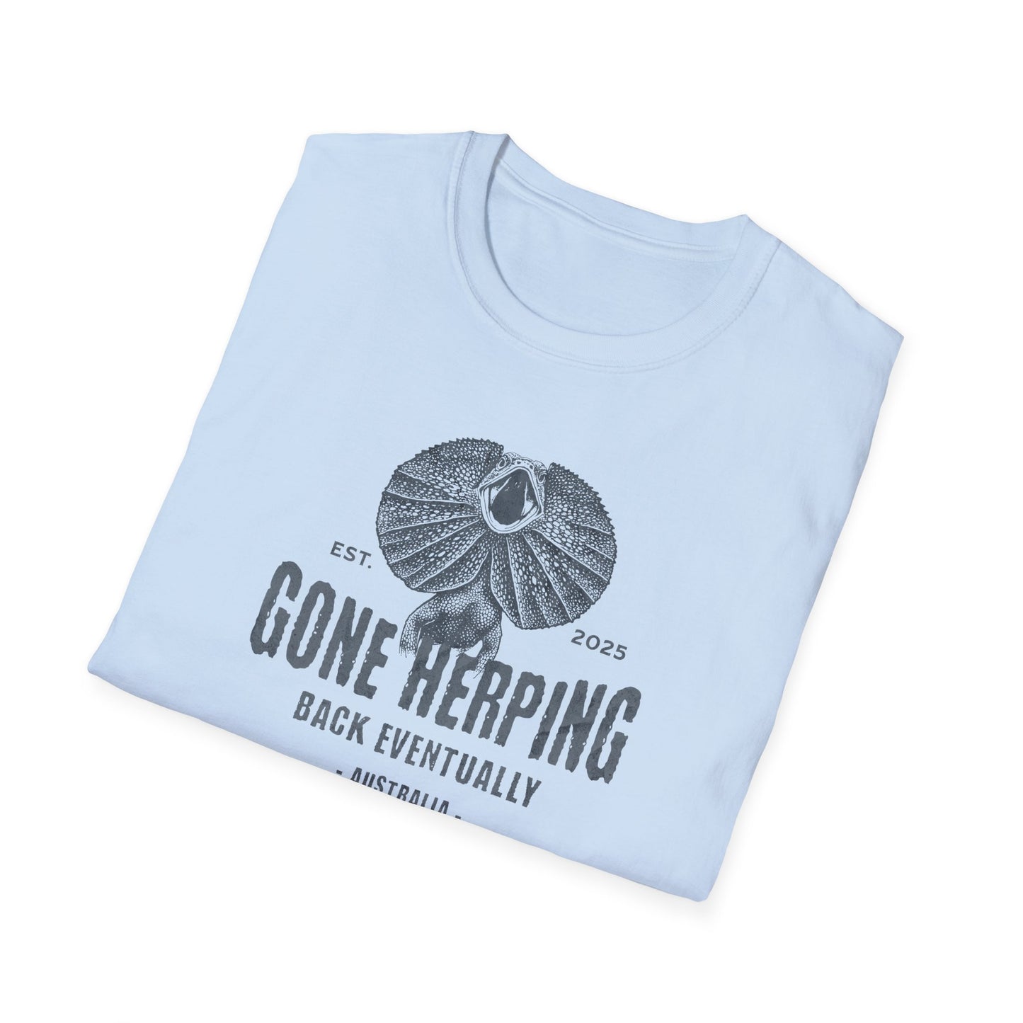 Frilled Lizard Gone Herping T-Shirt, Reptile Lover Shirt, Field Herping Tee, Frill Neck Lizard Gift, Australian Wildlife Graphic Tee