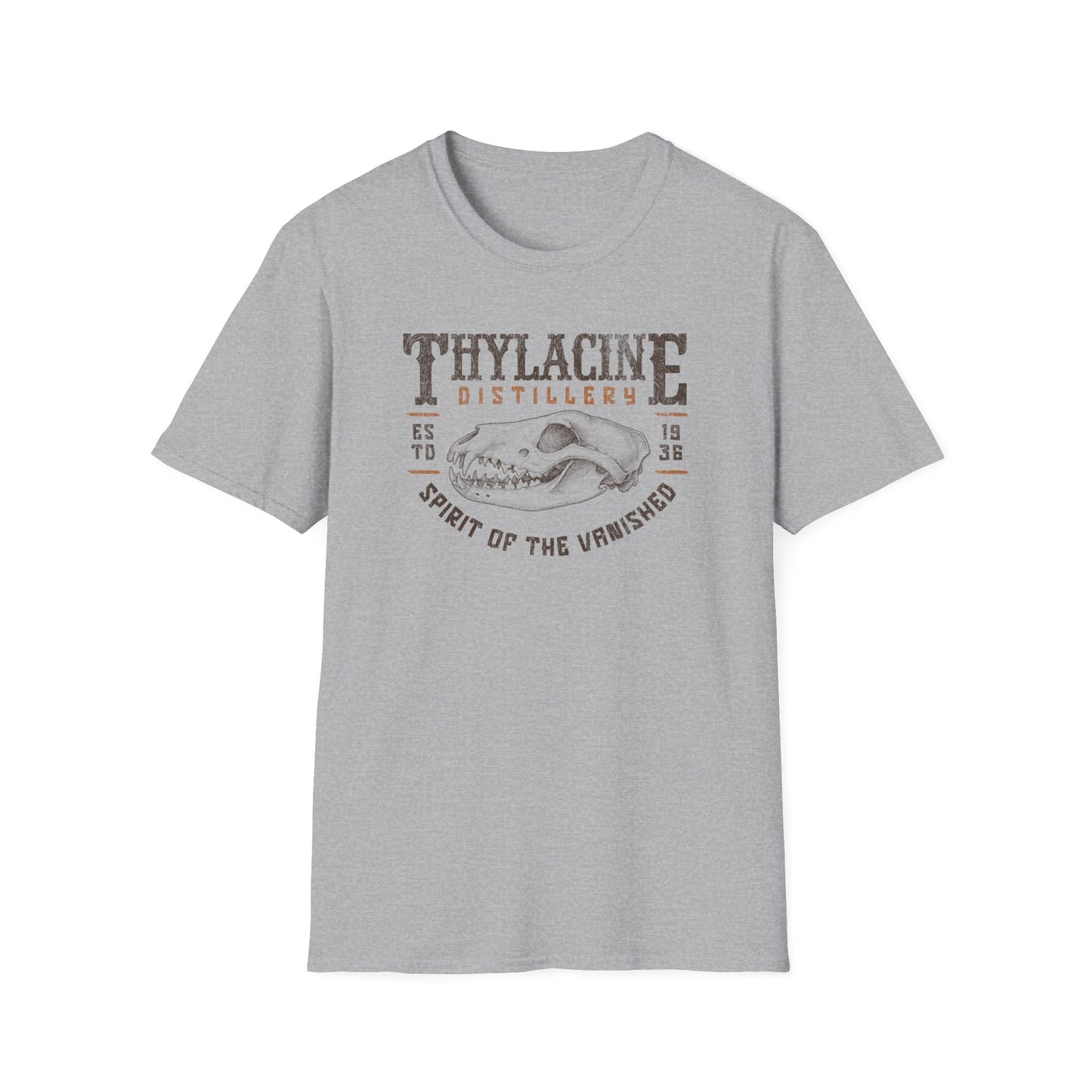 Thylacine Distillery T-Shirt Spirit of the Vanished Tee, Tasmanian Tiger Shirt, Vintage Distillery Graphic, Extinct Animal Gift