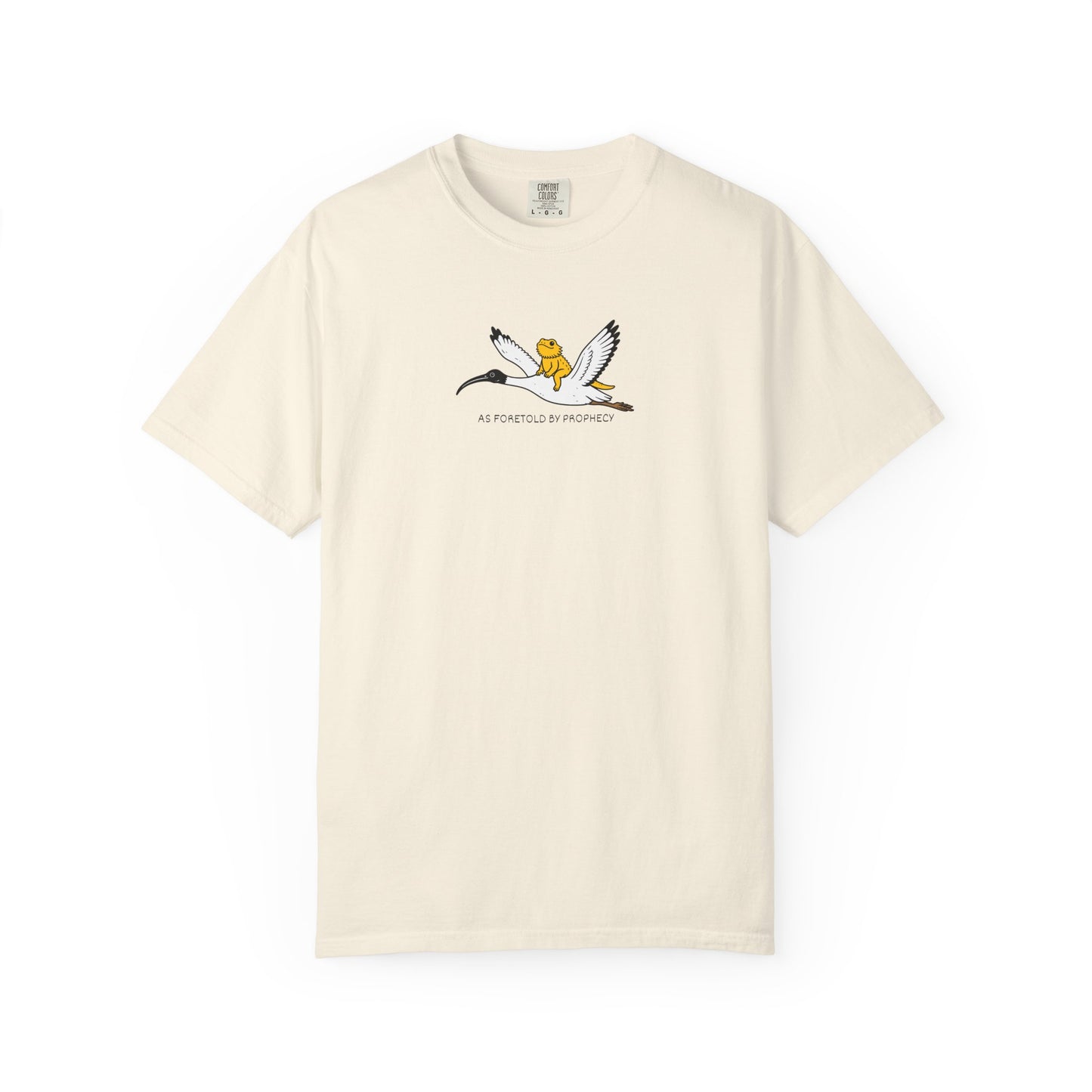 Bearded Dragon Riding Ibis Shirt, As Foretold By Prophecy Tee, Funny Australian Animal Shirt, Bin Chicken Meme Shirt, Comfort Colors Tee