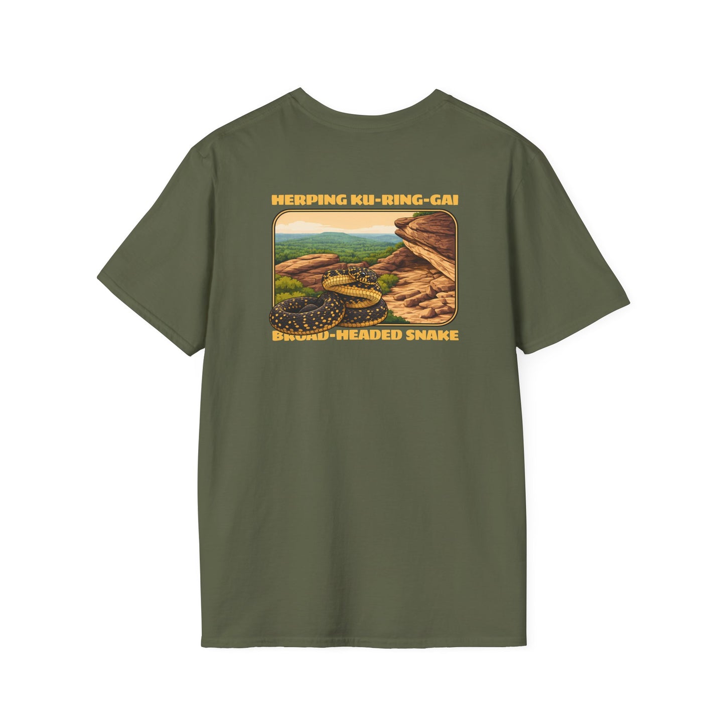 Broad-Headed Snake T-Shirt, Herping Ku-Ring-Gai Shirt, Australian Snake Tee, Reptile Lover Gift, Wildlife Back Print Shirt, Herper Tee
