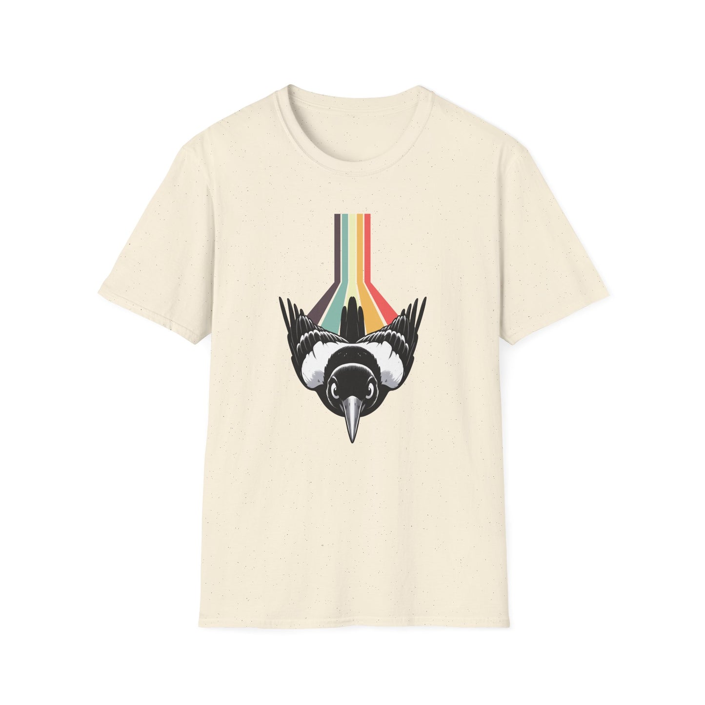 Retro Magpie T-Shirt Australian Bird Tee, Vintage Stripe Magpie Shirt, Aussie Wildlife Graphic, Bird Lover Gift
