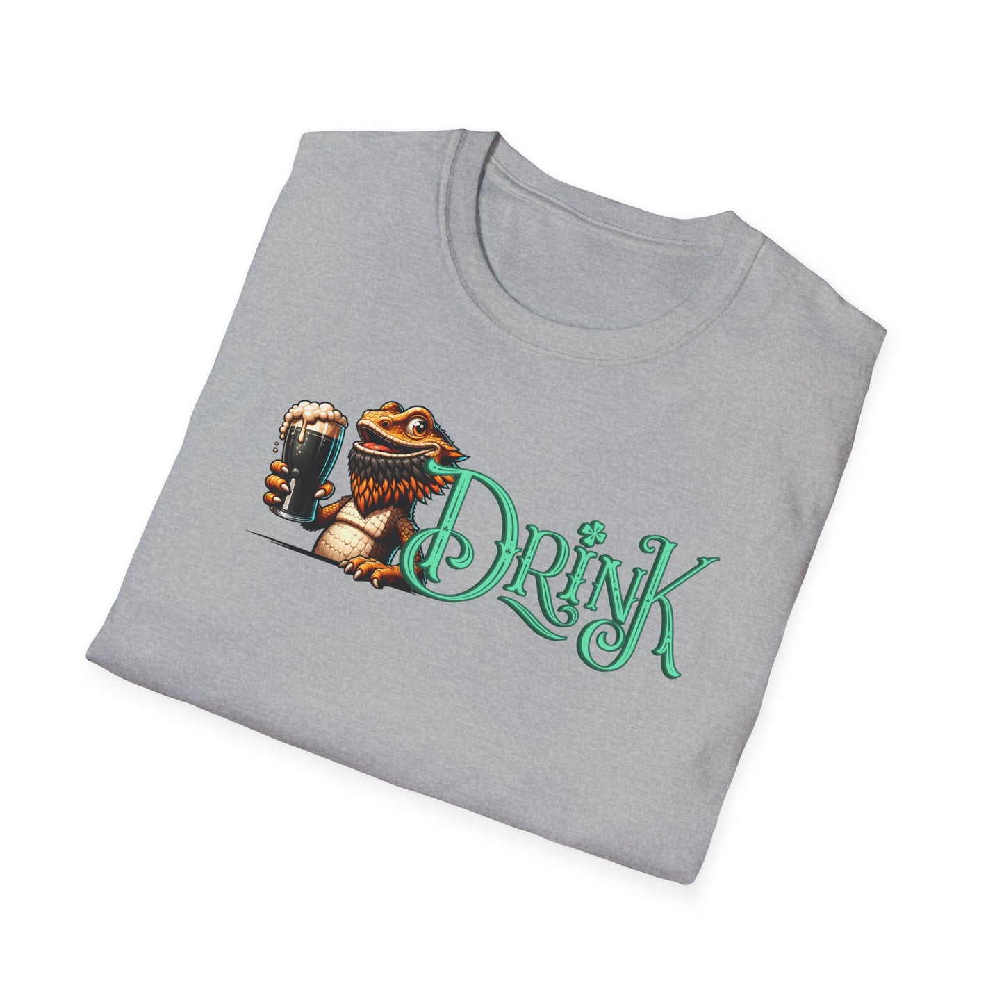 Bearded Dragon St Patrick’s Day T-Shirt, Reptile Lover Shirt, Lizard Drinking Tee, St Paddy’s Day Party Shirt, Green Beer Tee