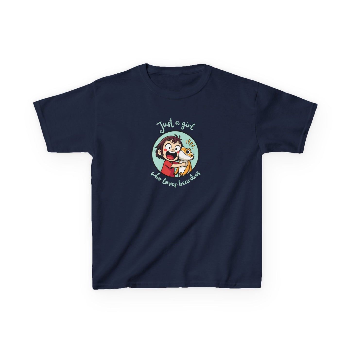 Kids Just a Girl Who Loves Beardies T-Shirt | Cute Bearded Dragon Lover Tee
