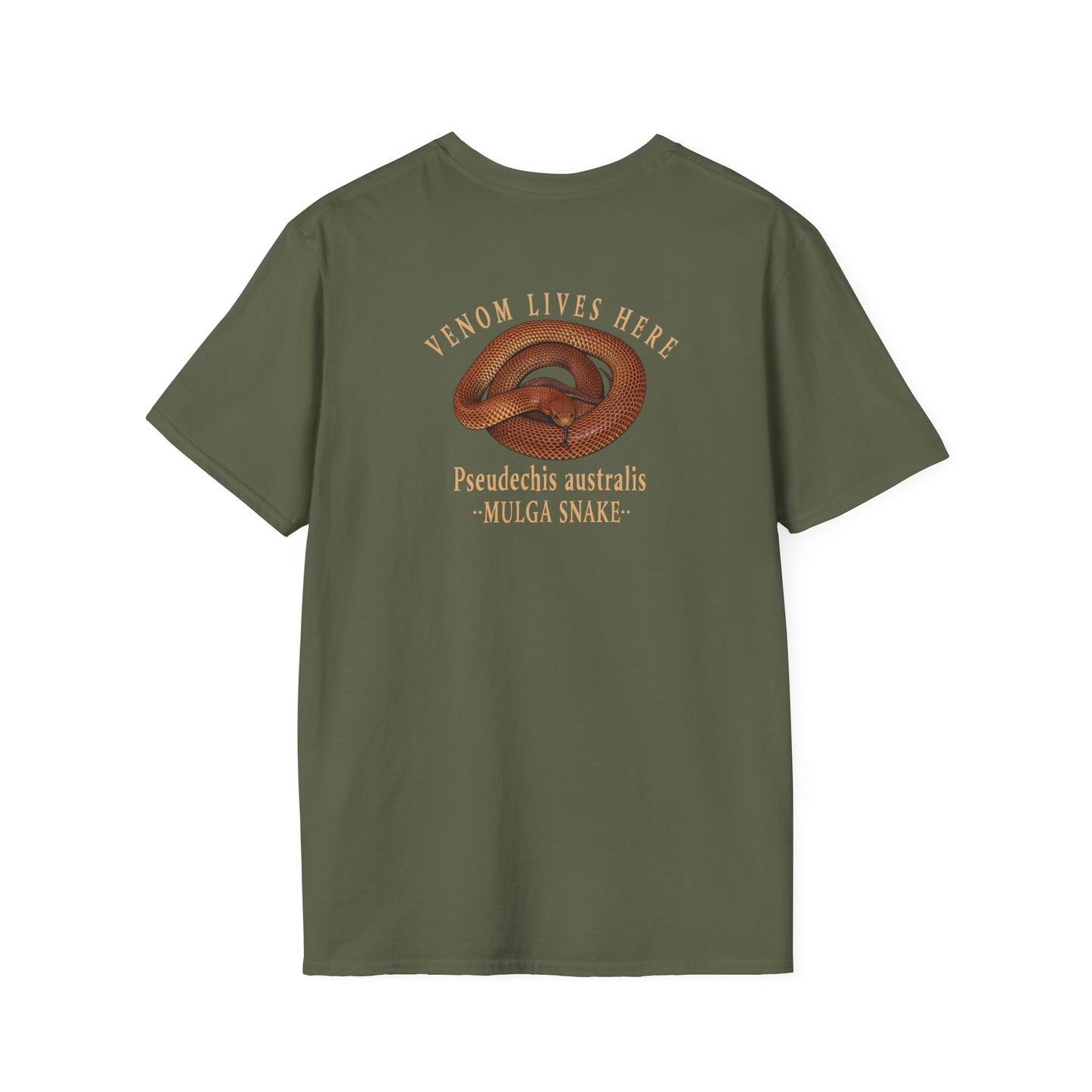 King Brown Mulga Snake T-Shirt, Venom Lives Here Shirt, Double Sided Snake Tee, Australian Reptile Shirt, Snake Lover Gift, Herping Tee