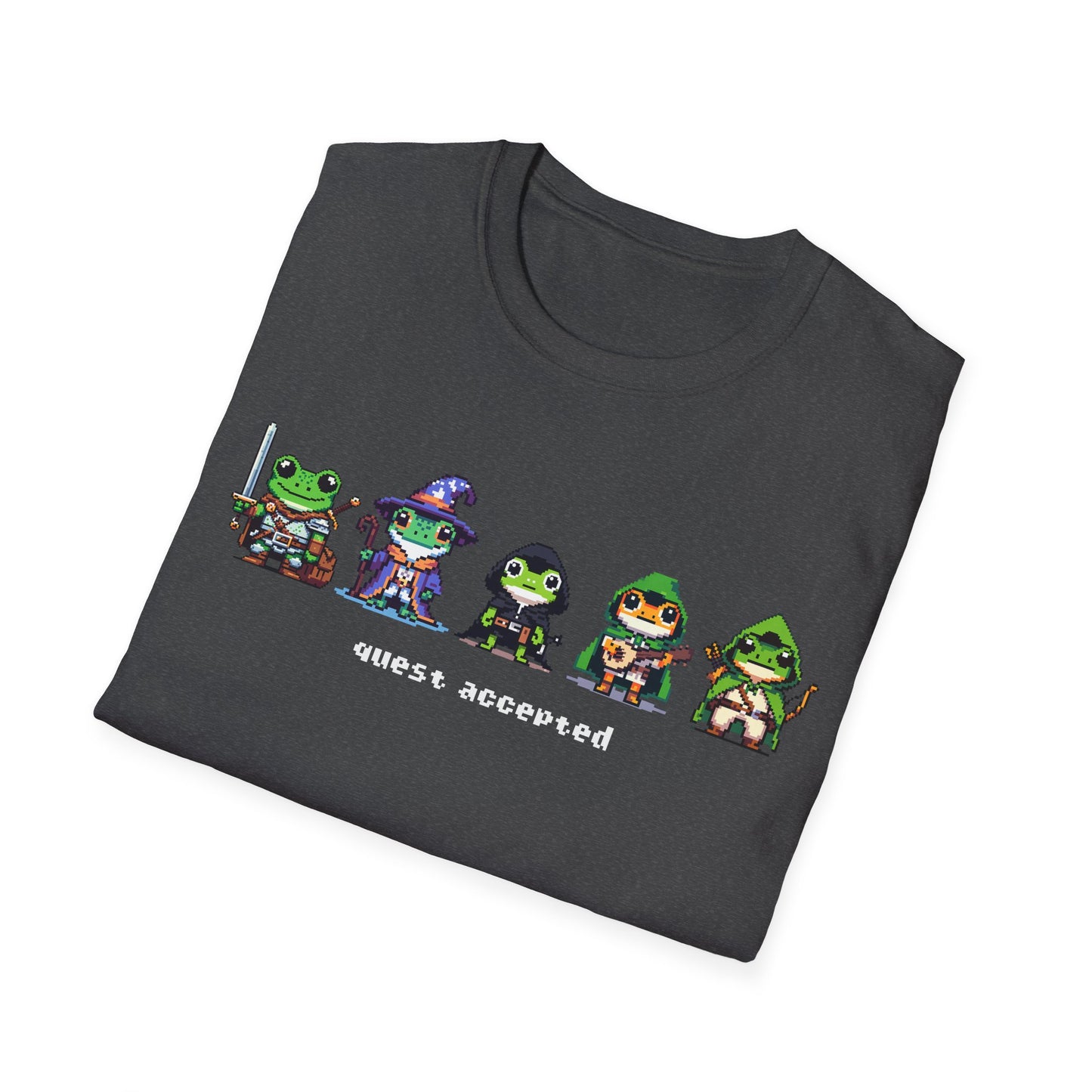 Quest Accepted Pixel Art Frog T-Shirt – Cute Gamer Tee for RPG & Fantasy Fans