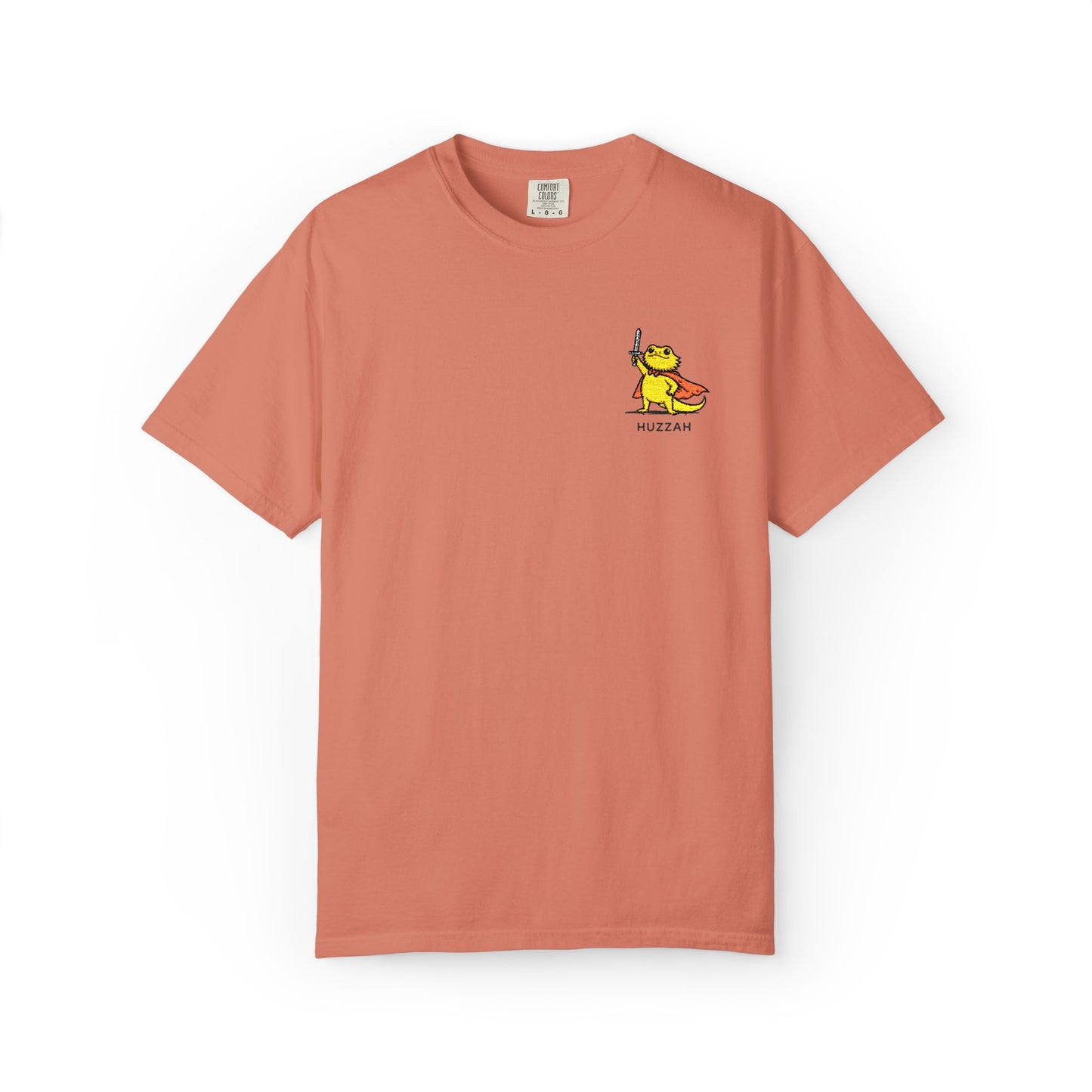 Bearded Dragon Huzzah Embroidered Comfort Colors T-Shirt, Funny Bearded Dragon Shirt, Reptile Lover Gift, Cute Lizard Embroidery Tee