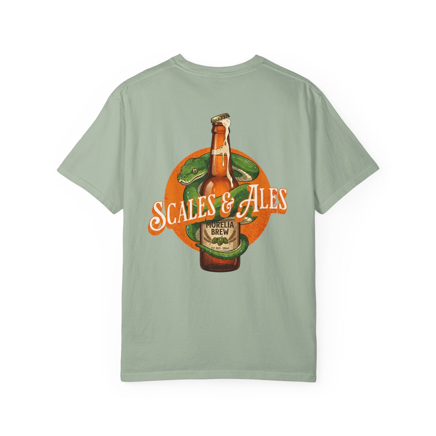 Scales and Ales Shirt, Green Tree Python Comfort Colors Tee, Snake Beer Shirt, Reptile Lover Gift, Double Sided Graphic T Shirt, Beer Lover