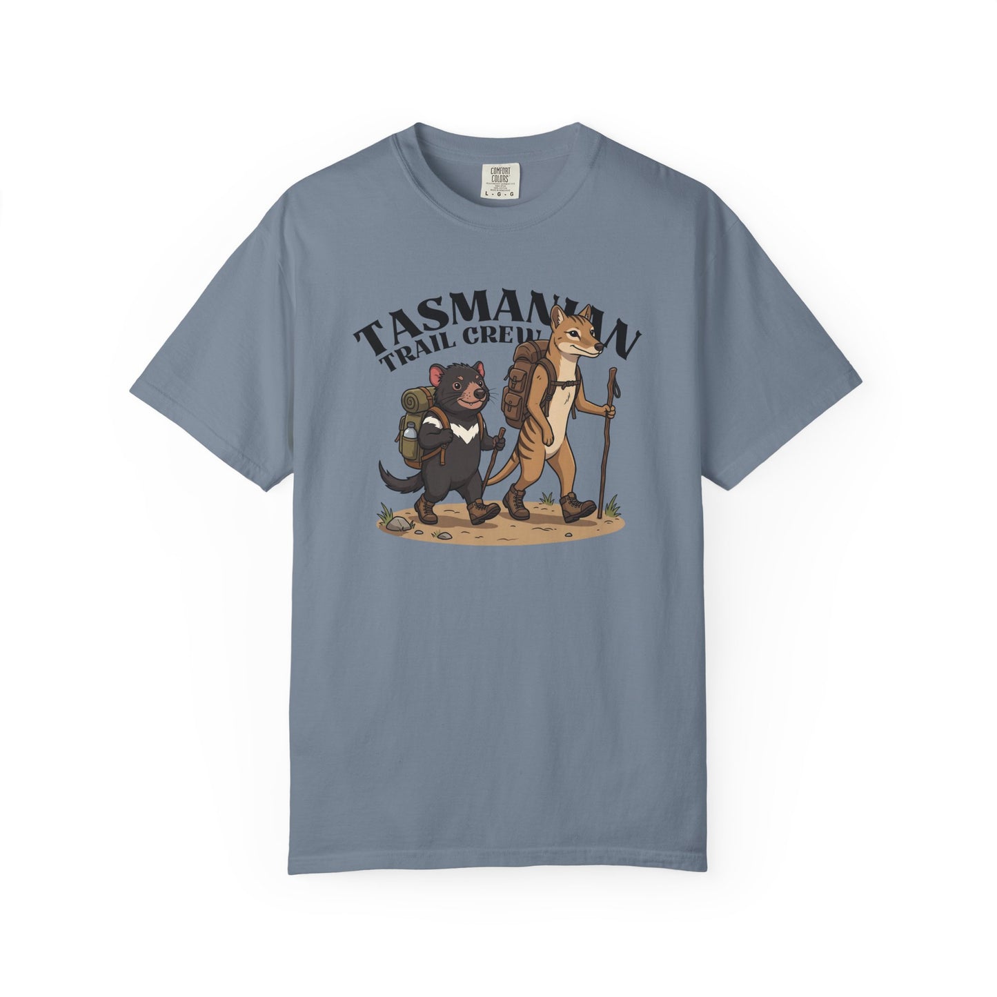 Tasmanian Trail Crew Shirt, Comfort Colors Hiking Tee, Tasmanian Devil and Thylacine T Shirt, Australian Wildlife Shirt, Hiking Gift
