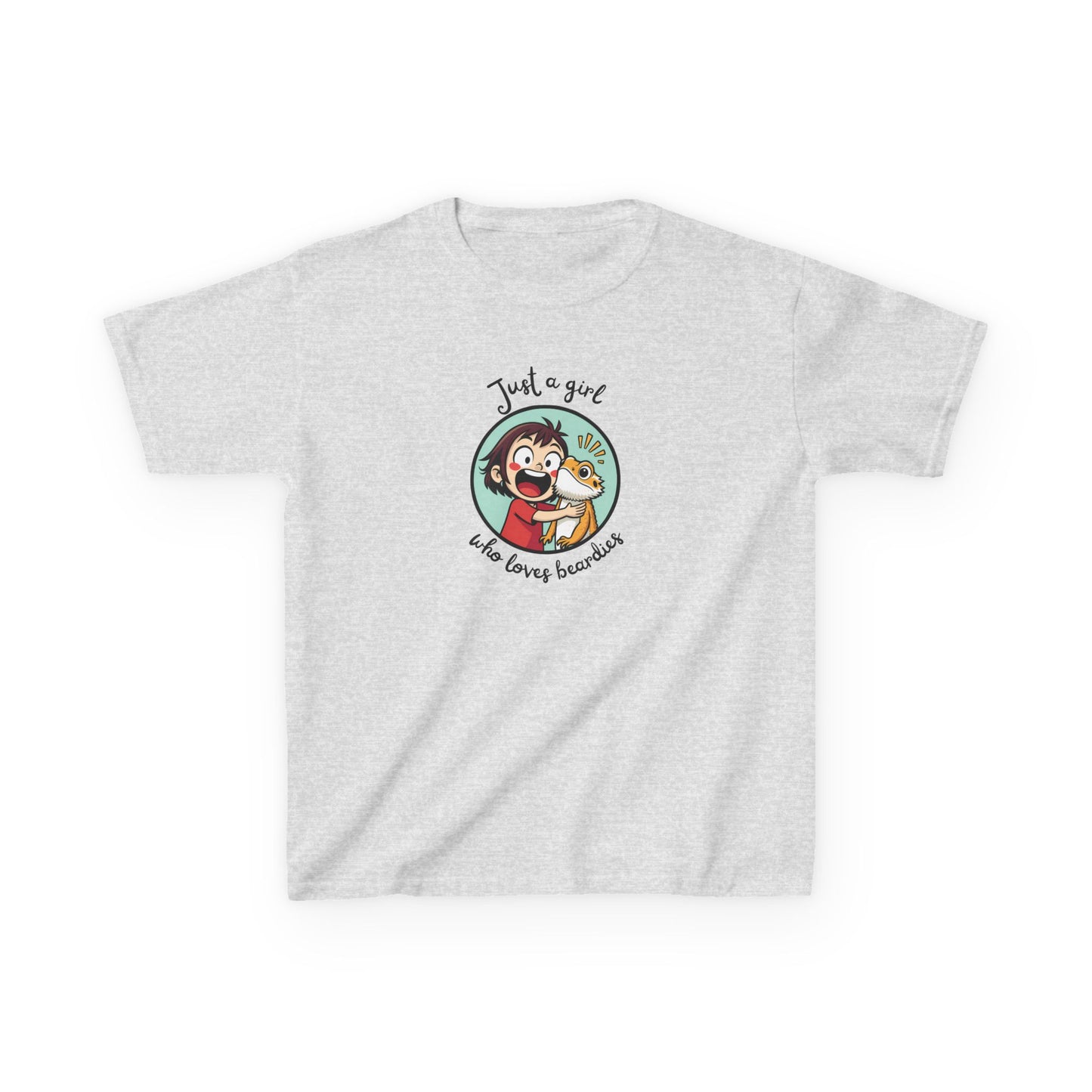Kids Just a Girl Who Loves Beardies T-Shirt | Cute Bearded Dragon Lover Tee