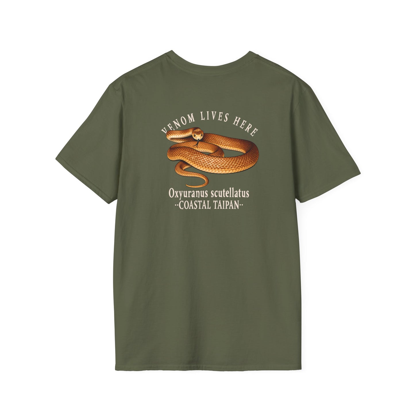 Coastal Taipan T-Shirt, Venom Lives Here Shirt, Double Sided Snake Tee, Australian Reptile Shirt, Snake Lover Gift, Herping Tee