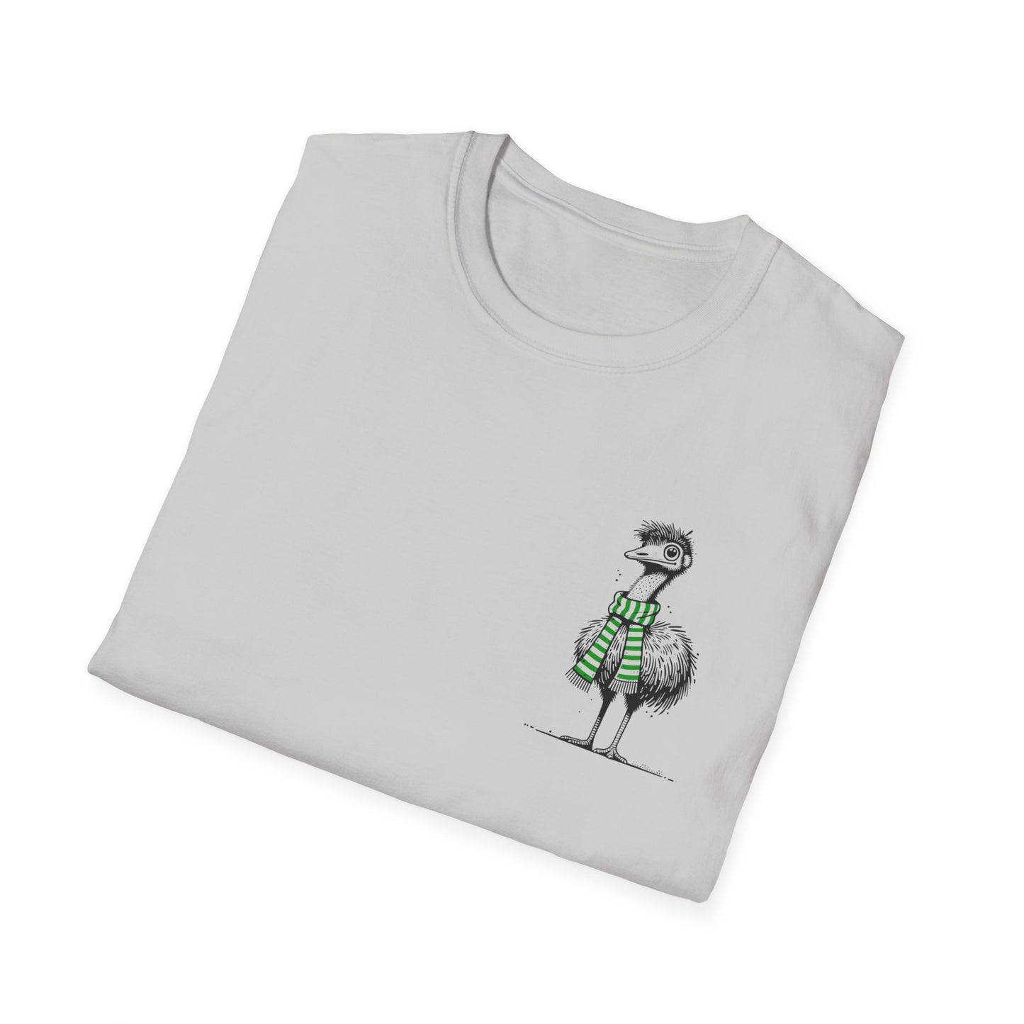 Emu T-Shirt – Whimsical Emu Wearing a Scarf Funny Australian Wildlife Tee