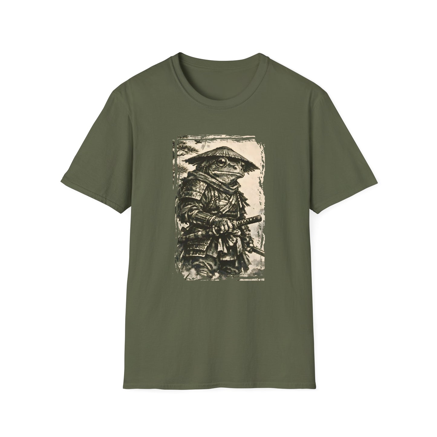 Green Tree Frog Samurai T-Shirt | Frog Warrior Ukiyo-e Style Tee | Japanese Ink Animal Shirt | Frog Art