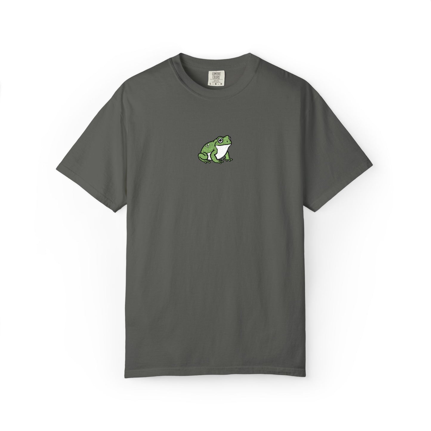 Green Tree Frog Embroidered Comfort Colors T-Shirt, Cute Frog Shirt, Amphibian Lover Tee, Frog Lover Gift, Biology Embroidered Shirt