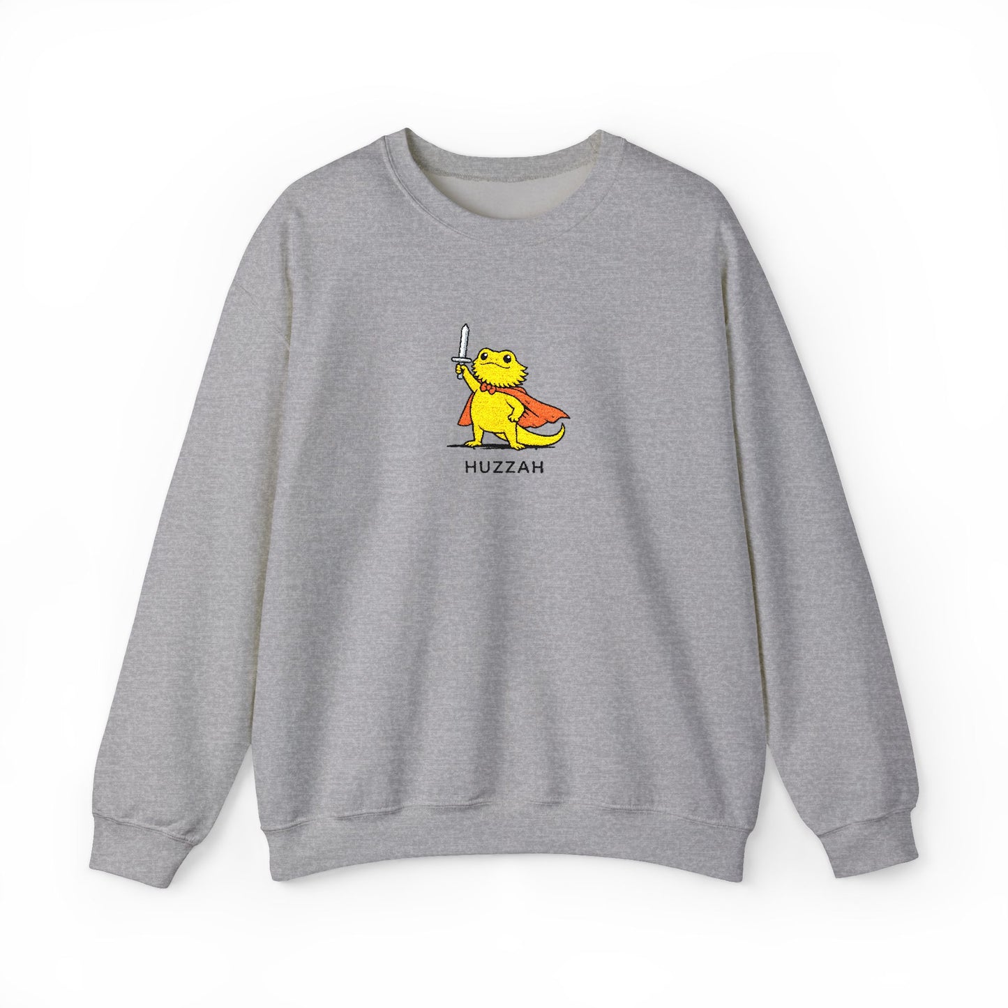 Bearded Dragon Embroidered Sweatshirt Huzzah Lizard Sweatshirt Cute Reptile Jumper Funny Herpetology Gift Cozy Animal Crewneck