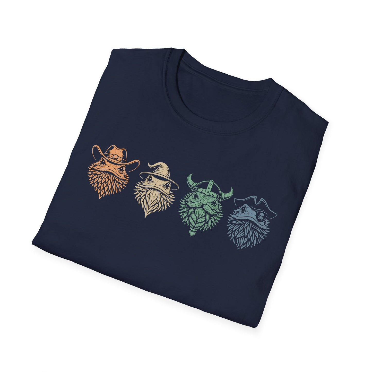Whimsical Bearded Dragon T-Shirt – Wizard, Viking, Cowboy & Pirate Lizard Characters