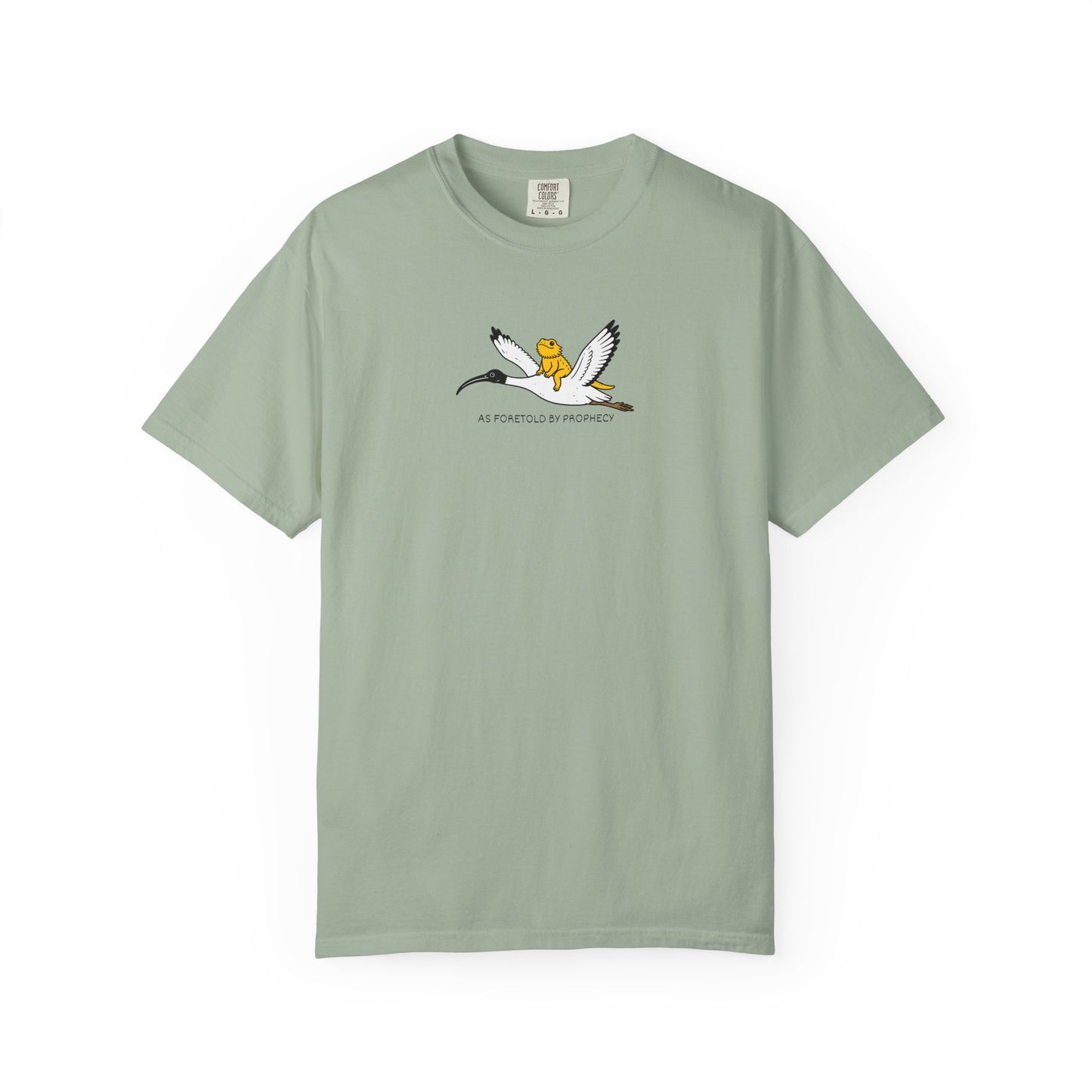 Bearded Dragon Riding Ibis Shirt, As Foretold By Prophecy Tee, Funny Australian Animal Shirt, Bin Chicken Meme Shirt, Comfort Colors Tee