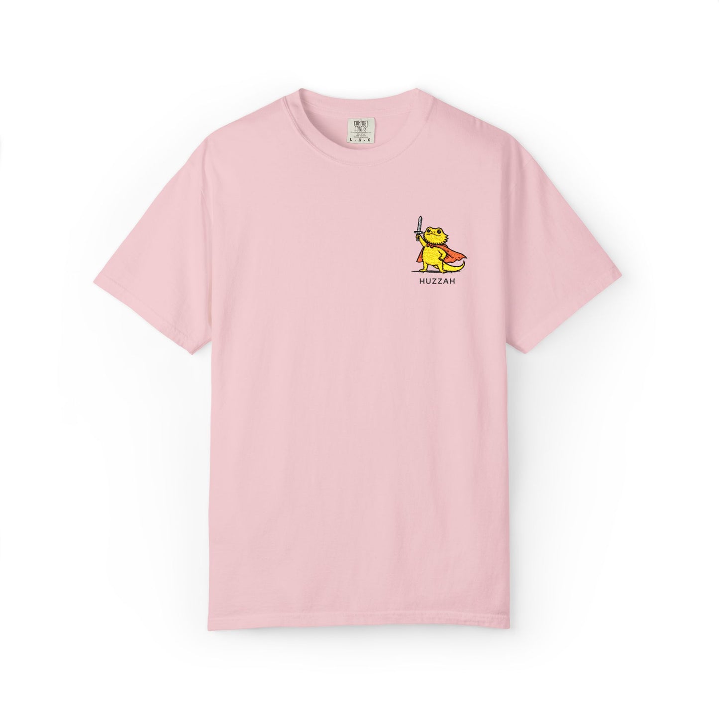 Bearded Dragon Huzzah Embroidered Comfort Colors T-Shirt, Funny Bearded Dragon Shirt, Reptile Lover Gift, Cute Lizard Embroidery Tee
