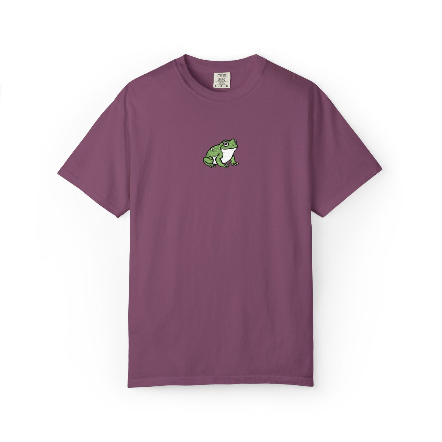 Green Tree Frog Embroidered Comfort Colors T-Shirt, Cute Frog Shirt, Amphibian Lover Tee, Frog Lover Gift, Biology Embroidered Shirt