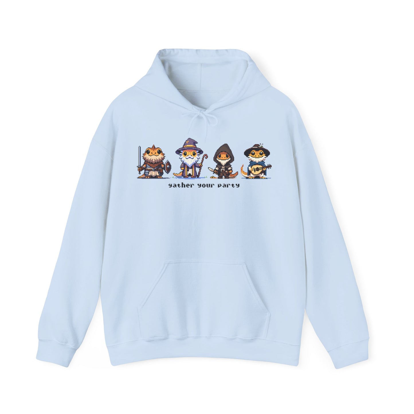 Gather Your Party | Bearded Dragon Pixel Art | Unisex Hooded Sweatshirt | Reptile DnD Hoodie