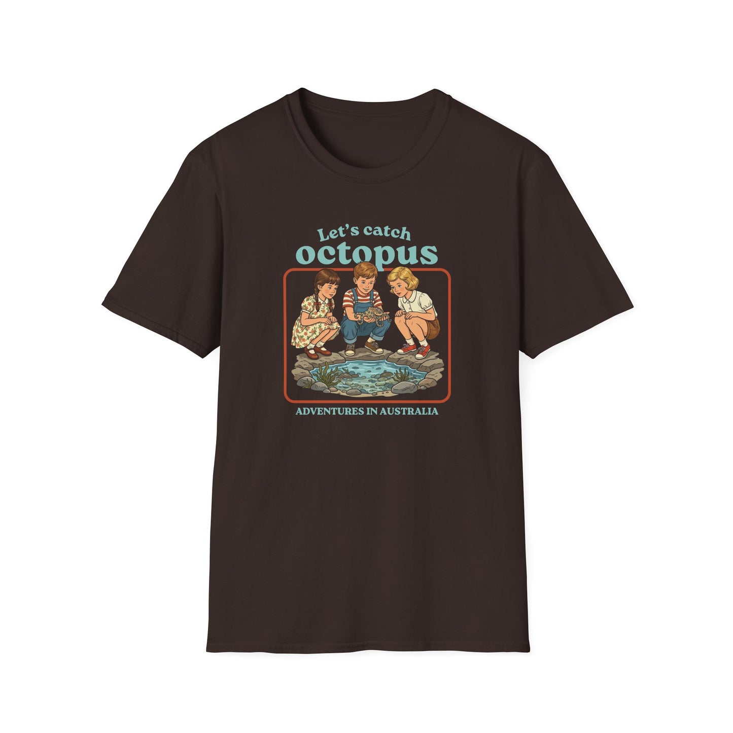 Lets Catch Octopus T-Shirt, Blue Ringed Octopus Shirt, Funny Ocean Wildlife Tee, Australian Marine Life Shirt, Retro Kids Style Octopus Tee