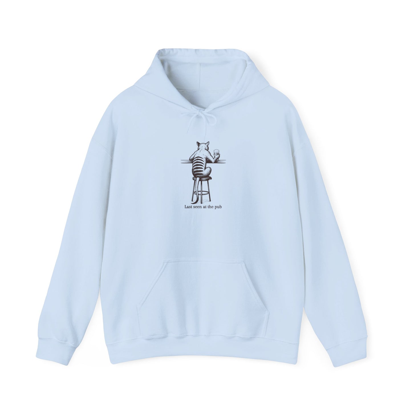 Thylacine Pub Hoodie, Funny Thylacine Hoodie, Tasmanian Tiger Hoodie, Australian Animal Hoodie, Last Seen At The Pub Hoodie, Aussie Humor Sweatshirt