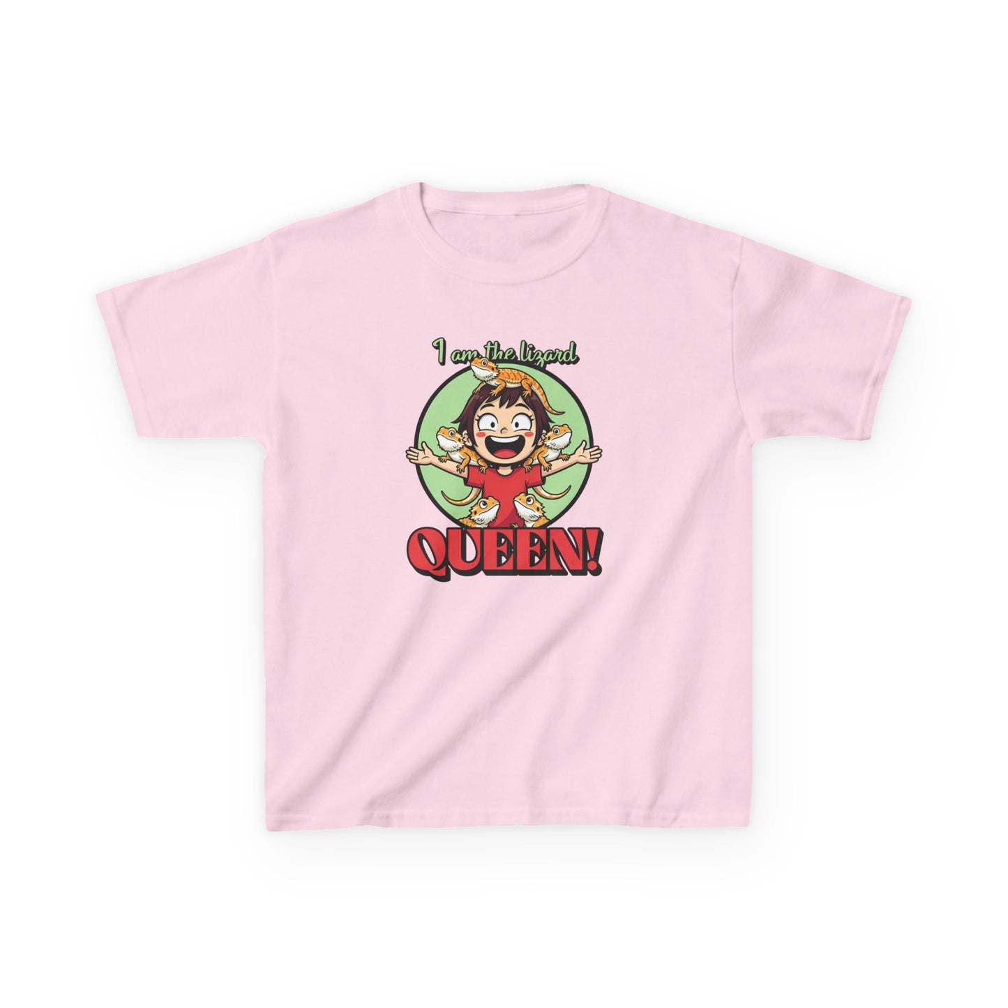 I Am the Lizard Queen Kids T-Shirt | Funny Reptile Shirt for Kids | Lizard Lover Tee | Animal Humor Top | Bearded Dragon