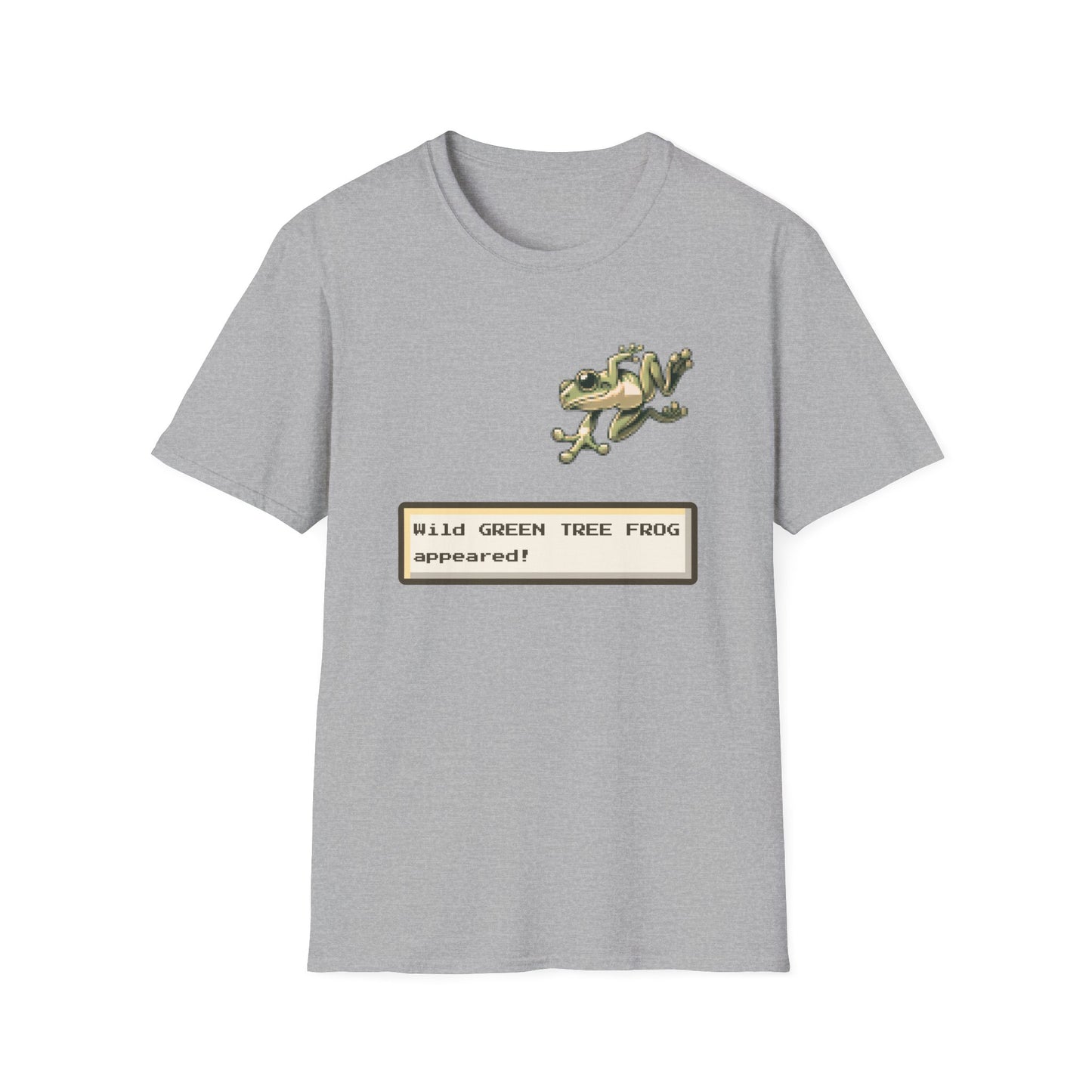 A Wild Green Tree Frog Appears T-Shirt – Funny Australian Amphibian Gamer Tee