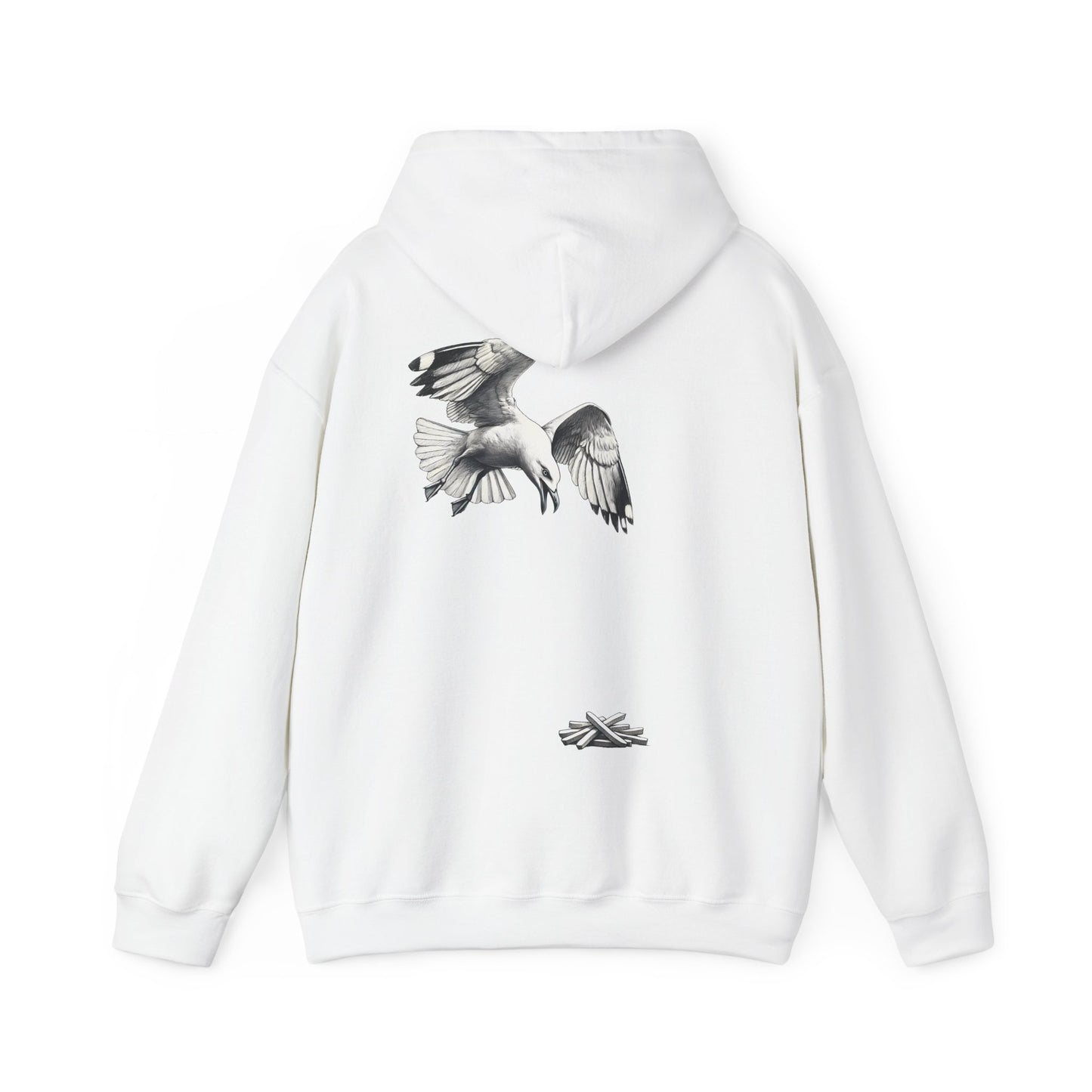 Seagull Chip Unisex Hooded Sweatshirt, Retro Beach Hoodie, Bird Lover Gift, Ocean Graphic Hoodie, Vintage Seaside Top