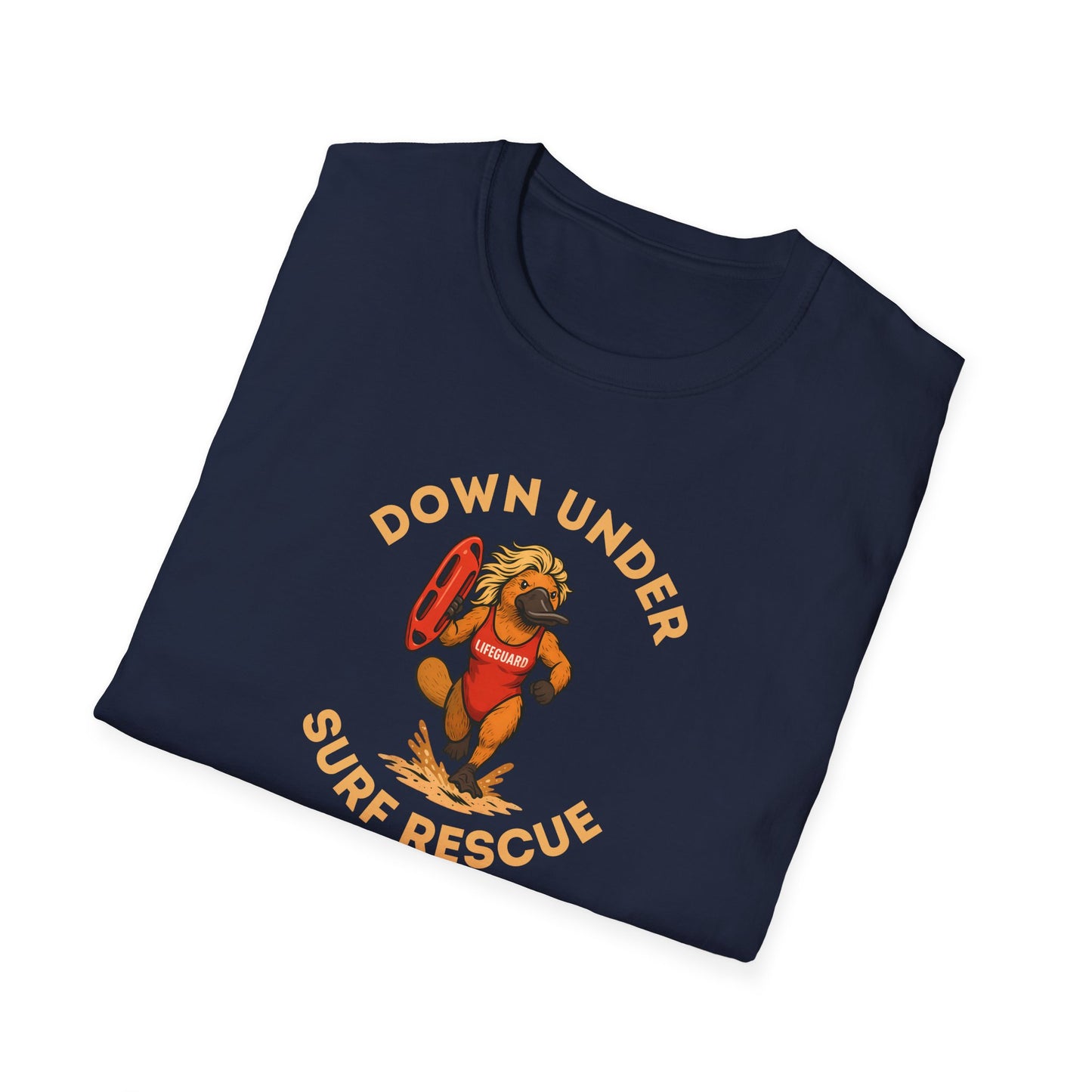 Down Under Surf Rescue T-Shirt, Platypus Lifeguard Tee, Australian Beach Shirt, Aussie Surf Tee, Platypus Graphic T-Shirt, Coastal Australia Shirt, Funny Aussie Tee