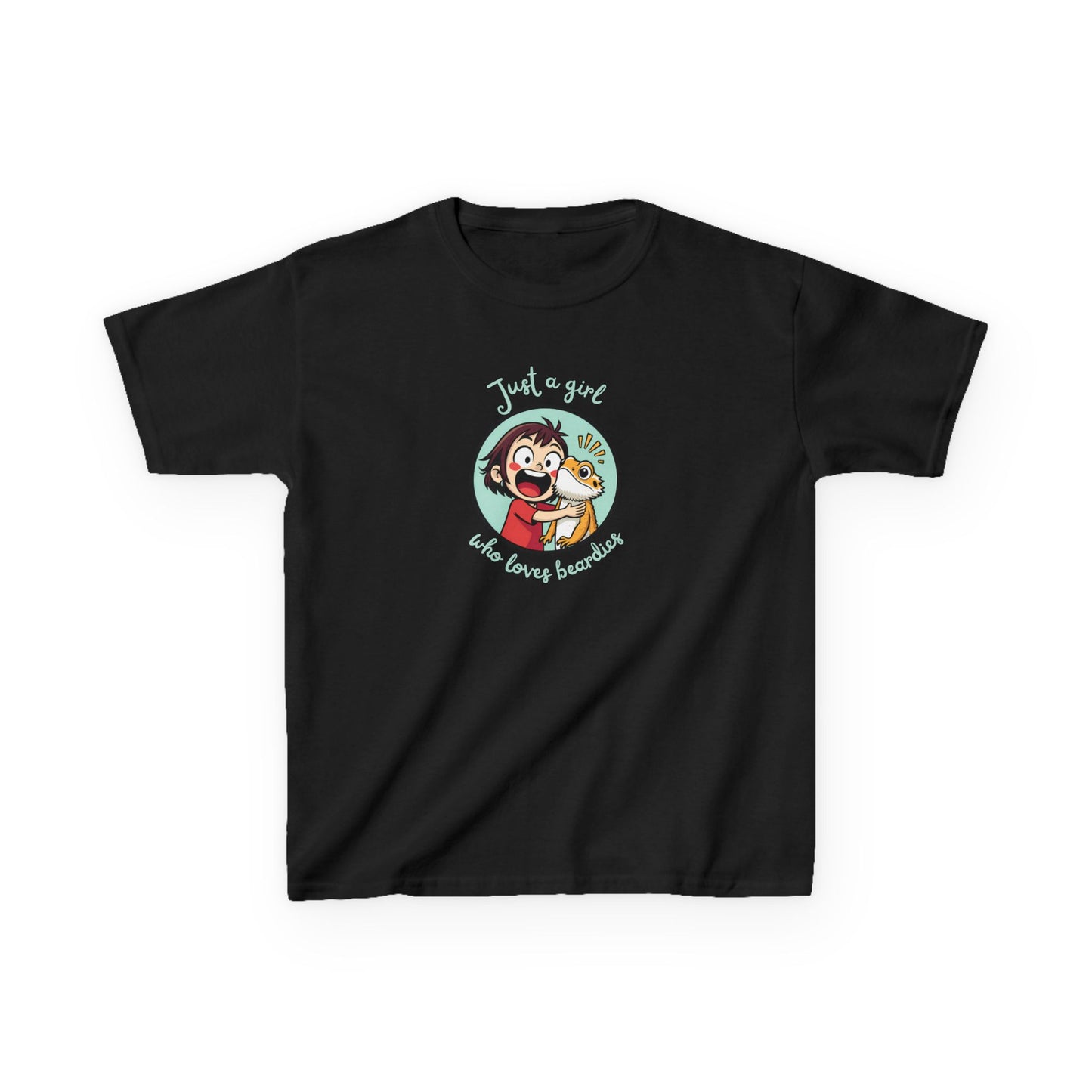 Kids Just a Girl Who Loves Beardies T-Shirt | Cute Bearded Dragon Lover Tee