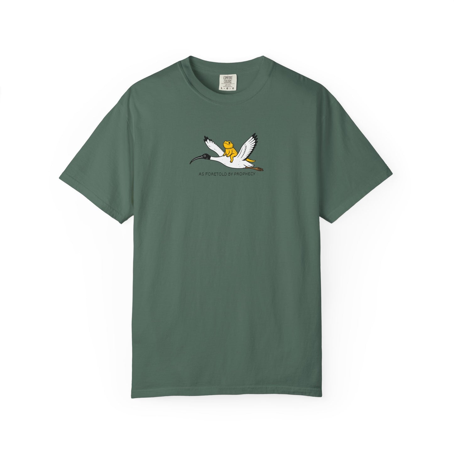 Bearded Dragon Riding Ibis Shirt, As Foretold By Prophecy Tee, Funny Australian Animal Shirt, Bin Chicken Meme Shirt, Comfort Colors Tee
