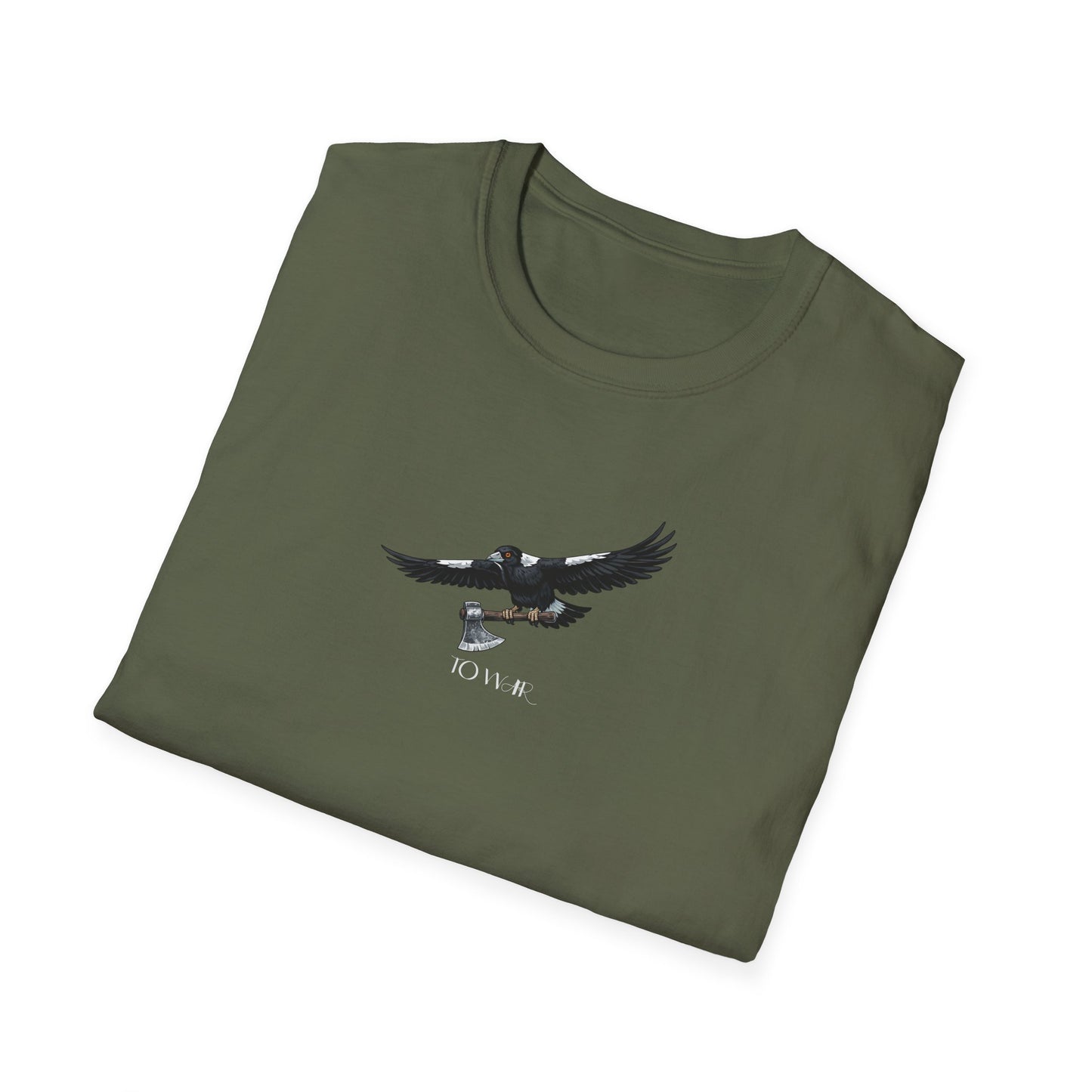Magpie To War T-Shirt, Australian Magpie Shirt, Bird With Axe Tee, Wildlife Graphic Shirt, Bird Lover Gift, Aussie Bird Tee