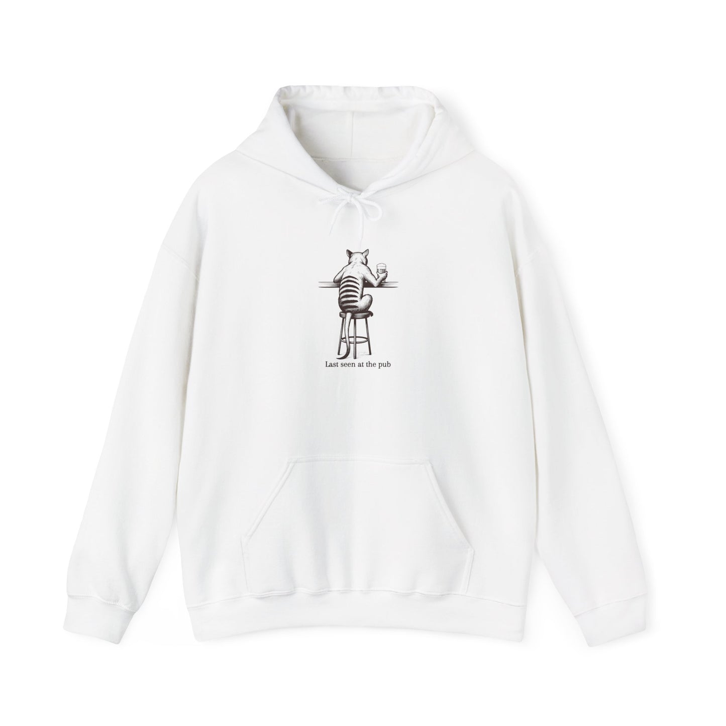 Thylacine Pub Hoodie, Funny Thylacine Hoodie, Tasmanian Tiger Hoodie, Australian Animal Hoodie, Last Seen At The Pub Hoodie, Aussie Humor Sweatshirt