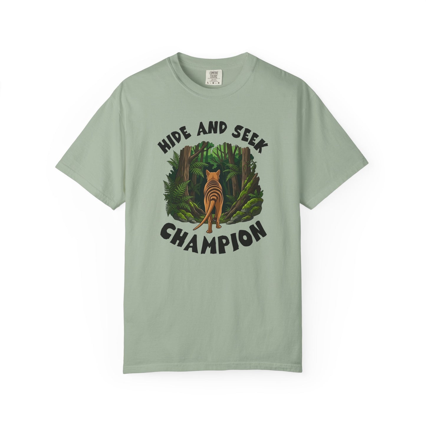 Thylacine Hide and Seek Champion Shirt, Comfort Colors Tasmanian Tiger Tee, Extinct Animal Shirt, Australian Wildlife Gift, Nature Lover Tee