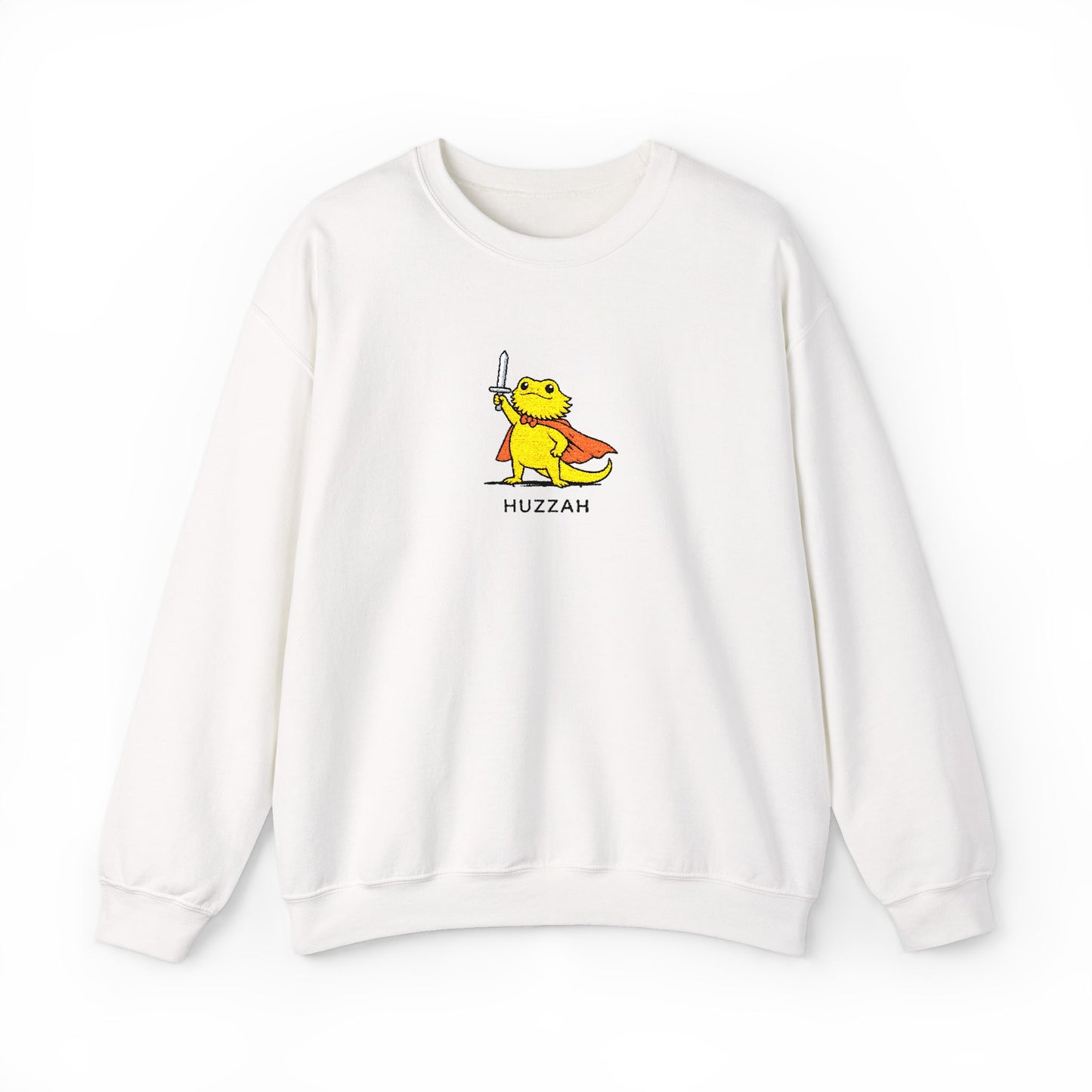 Bearded Dragon Embroidered Sweatshirt Huzzah Lizard Sweatshirt Cute Reptile Jumper Funny Herpetology Gift Cozy Animal Crewneck