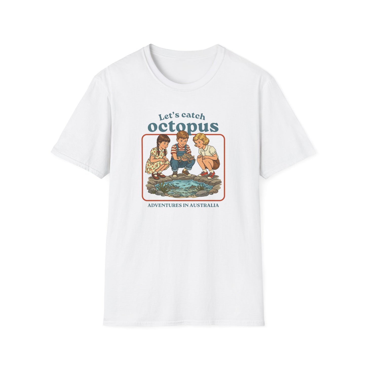 Lets Catch Octopus T-Shirt, Blue Ringed Octopus Shirt, Funny Ocean Wildlife Tee, Australian Marine Life Shirt, Retro Kids Style Octopus Tee