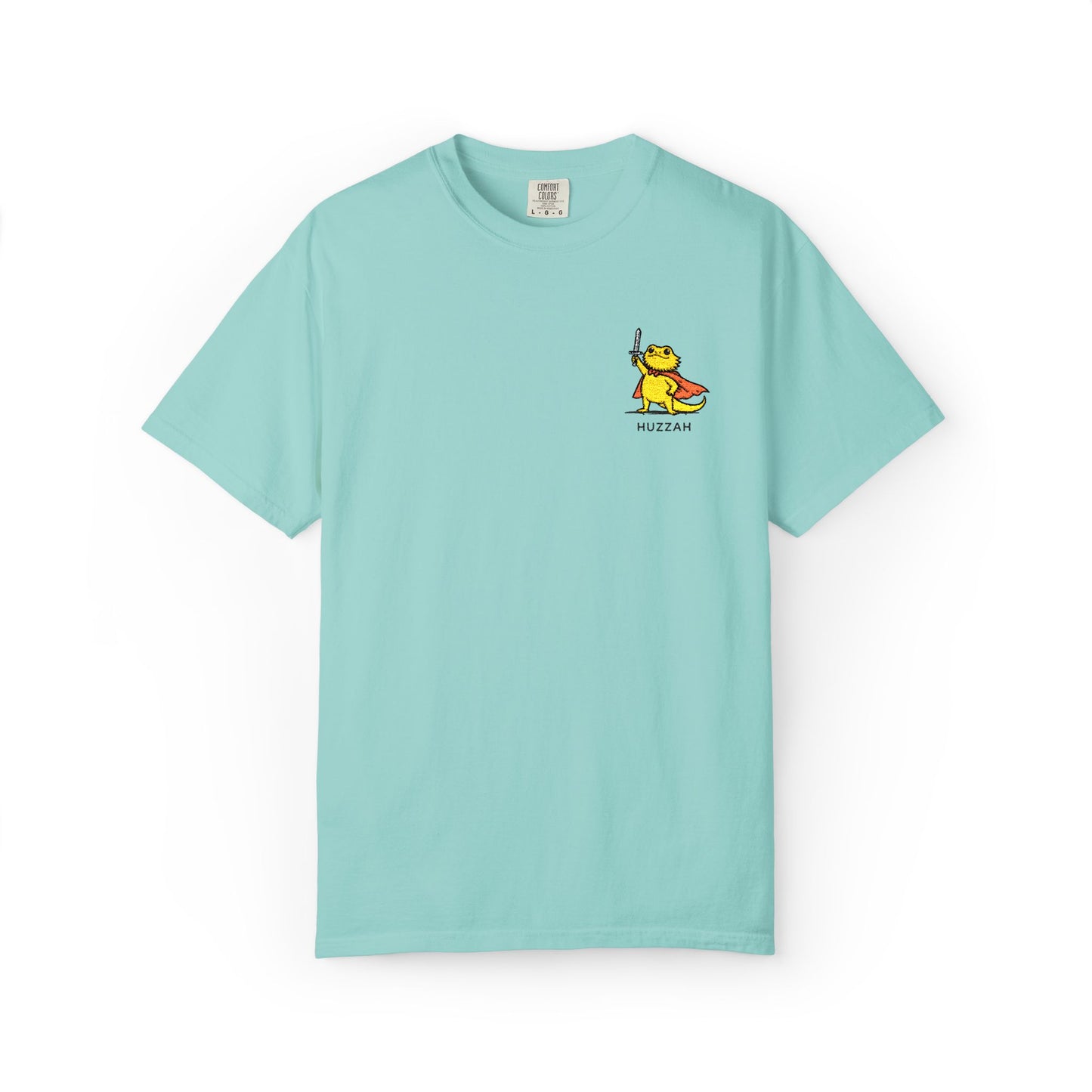 Bearded Dragon Huzzah Embroidered Comfort Colors T-Shirt, Funny Bearded Dragon Shirt, Reptile Lover Gift, Cute Lizard Embroidery Tee