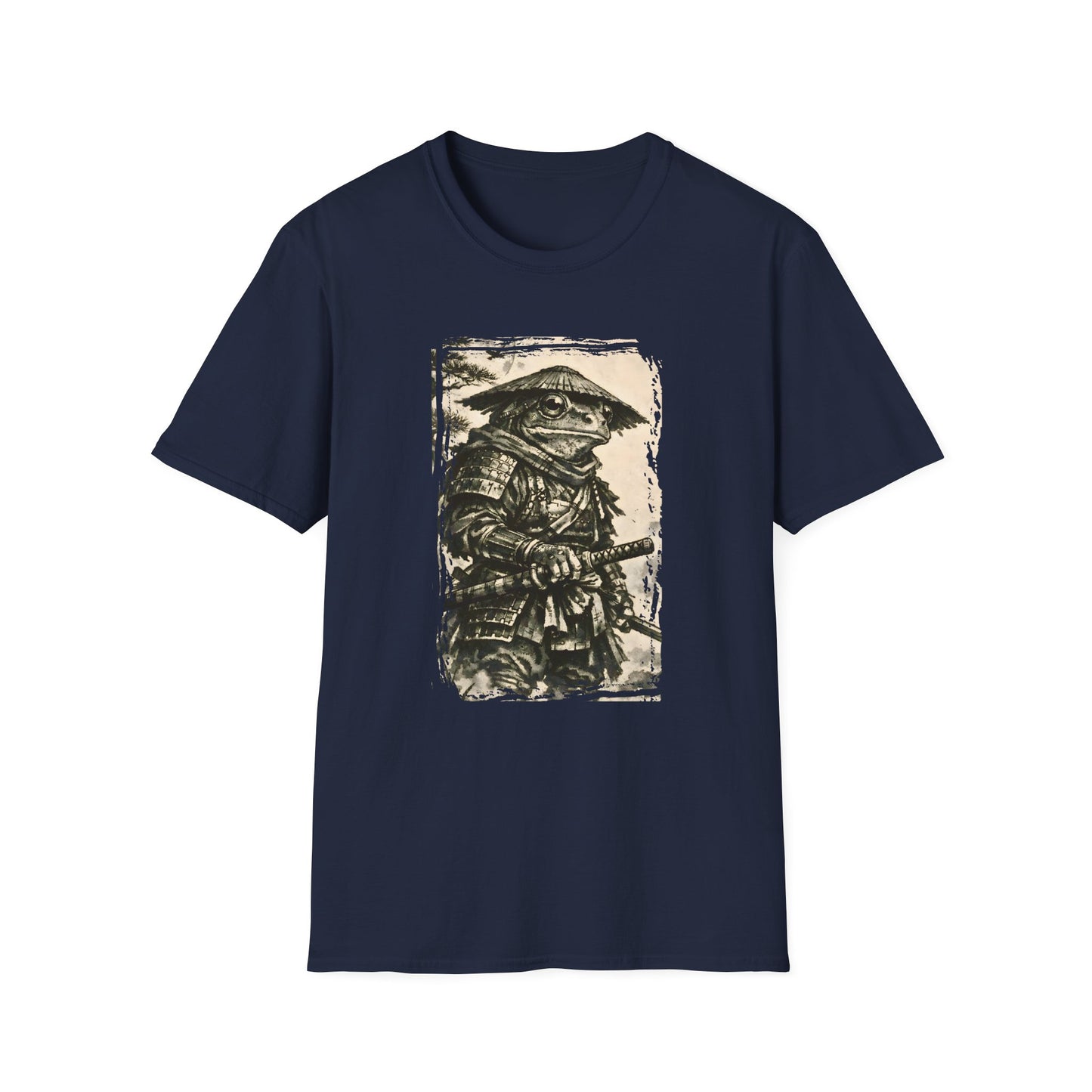 Green Tree Frog Samurai T-Shirt | Frog Warrior Ukiyo-e Style Tee | Japanese Ink Animal Shirt | Frog Art