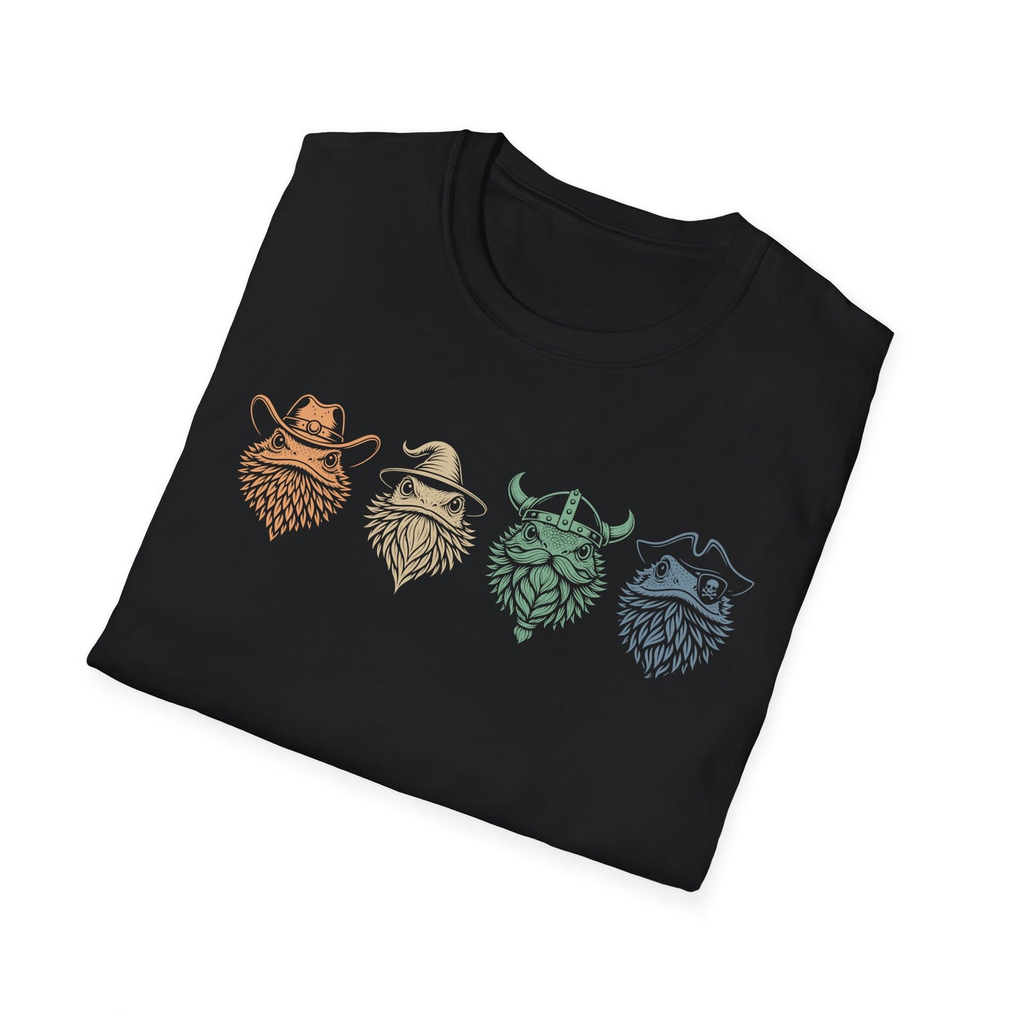 Whimsical Bearded Dragon T-Shirt – Wizard, Viking, Cowboy & Pirate Lizard Characters