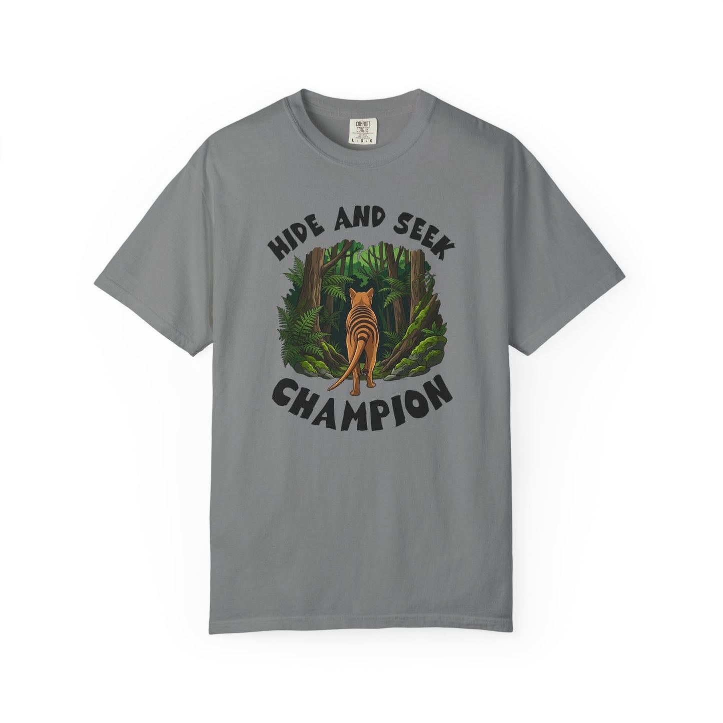 Thylacine Hide and Seek Champion Shirt, Comfort Colors Tasmanian Tiger Tee, Extinct Animal Shirt, Australian Wildlife Gift, Nature Lover Tee