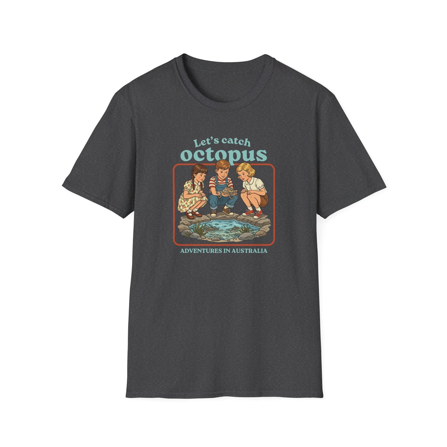 Lets Catch Octopus T-Shirt, Blue Ringed Octopus Shirt, Funny Ocean Wildlife Tee, Australian Marine Life Shirt, Retro Kids Style Octopus Tee